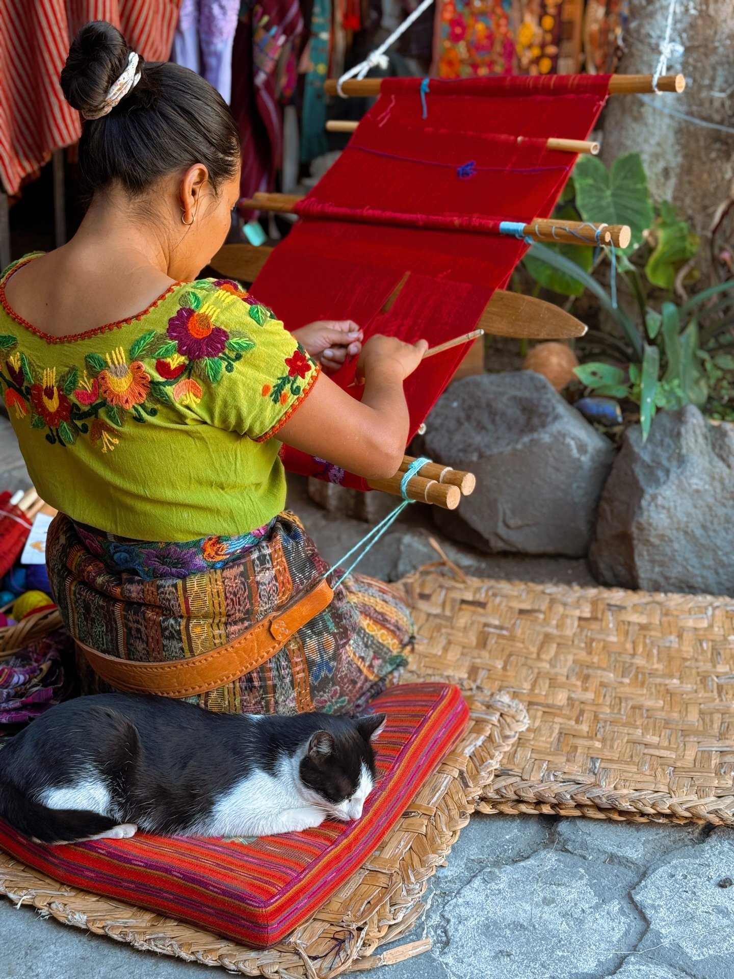 Weaving in Guatemala 🇬🇹

Women weave on backstrap looms said to be gifted by the goddess Ixchel &mdash; guardian of the moon, fertility, healing, and textile knowledge. She is believed to have taught women how to weave, spin, and dye, making cloth 