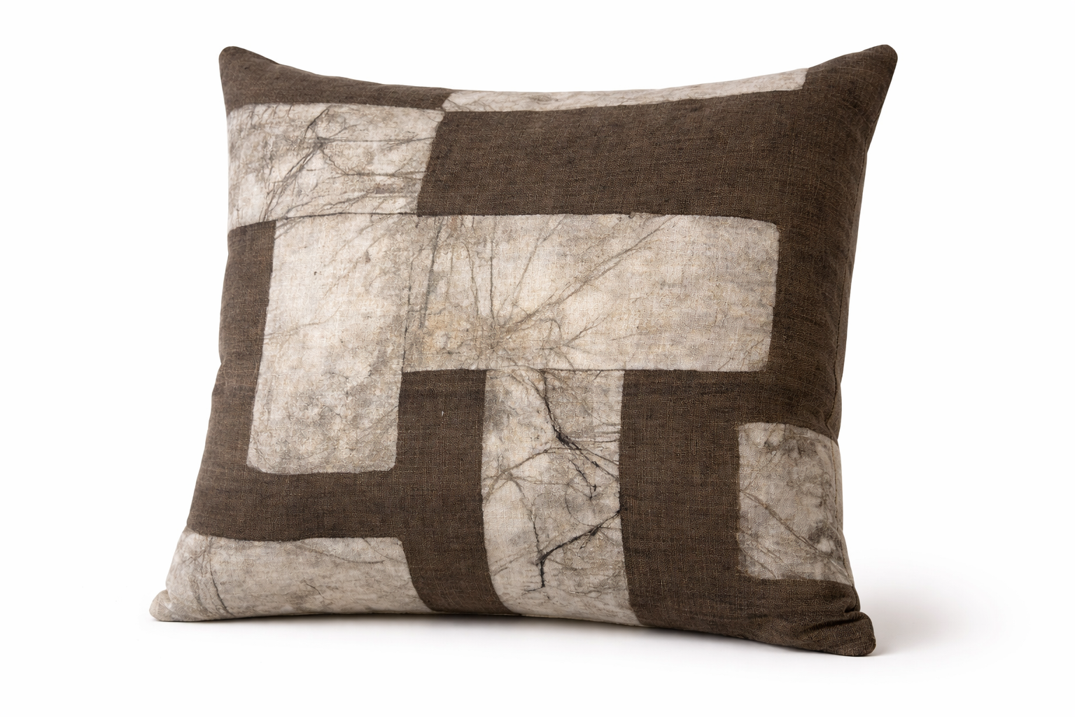 "Batik Squares" Naturally Dyed Linen Cushion Cover
