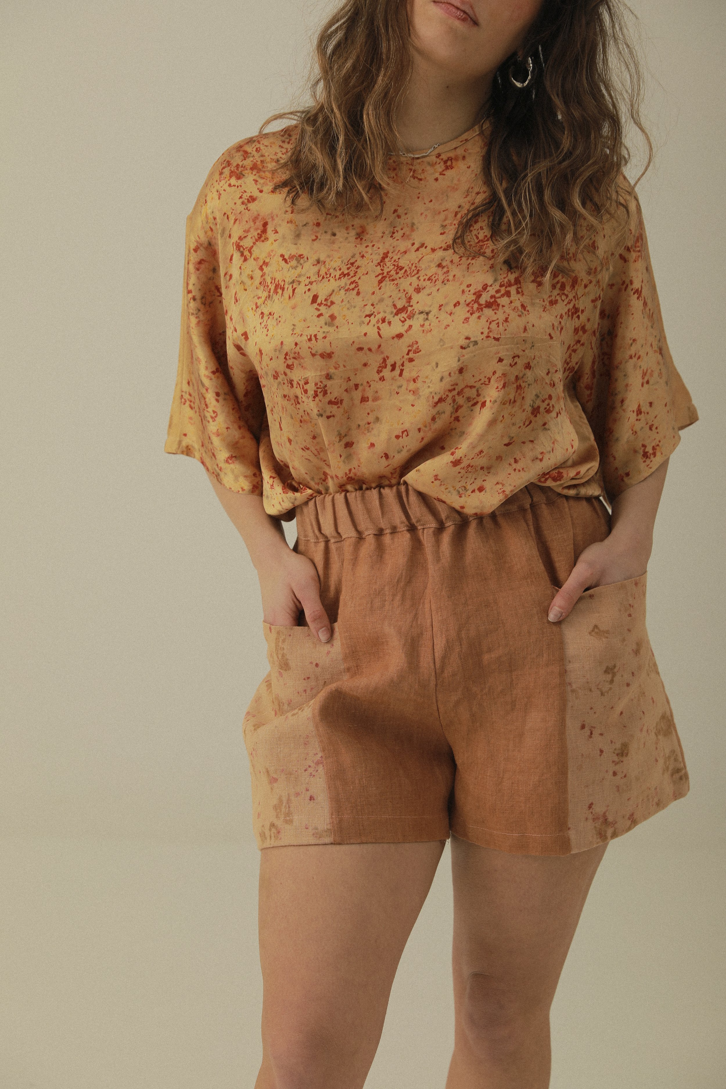 Bilbao Peach Naturally Dyed Linen Shorts (S/M)