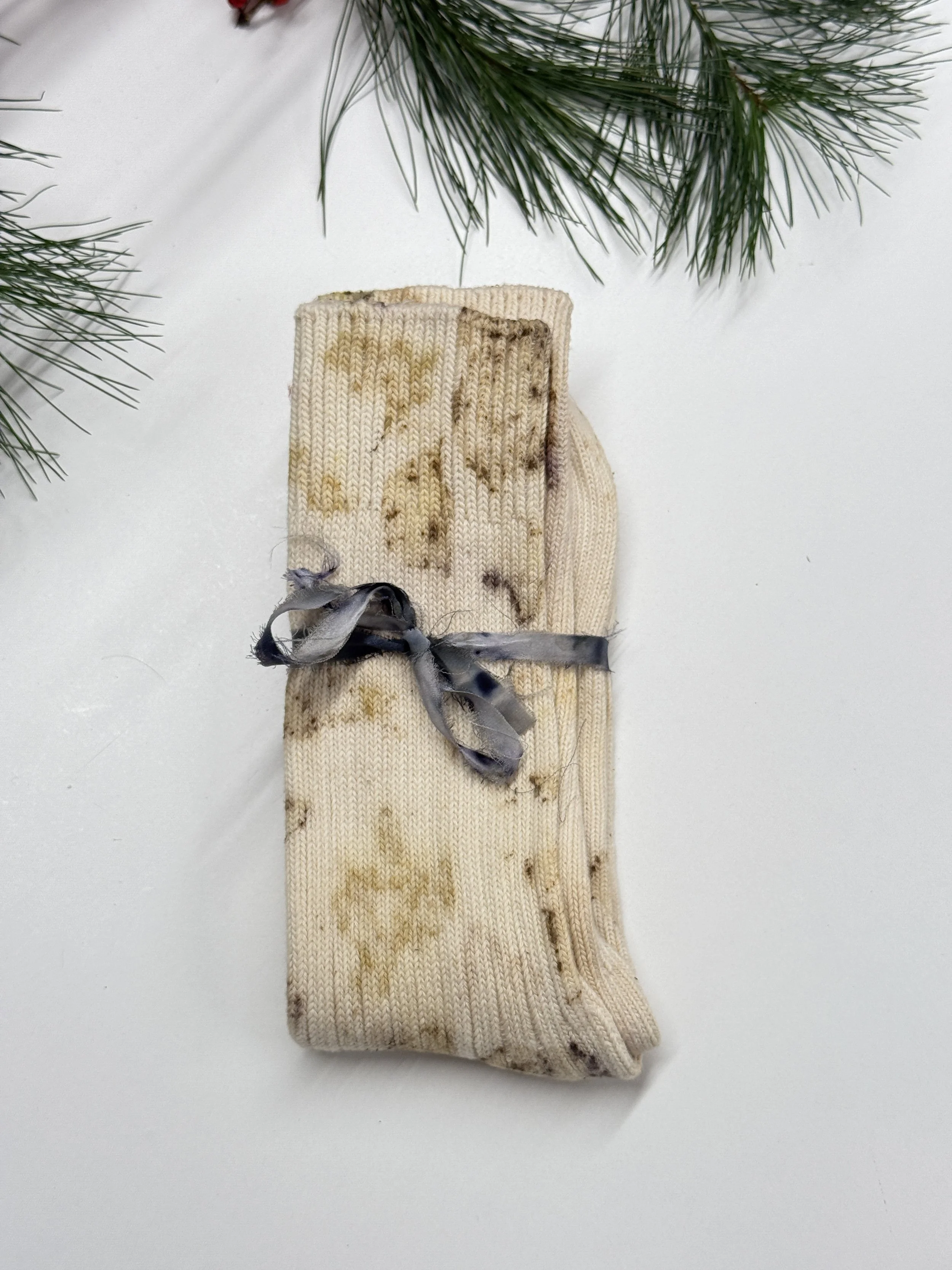 EcoPrinted Cotton Socks Light .JPG