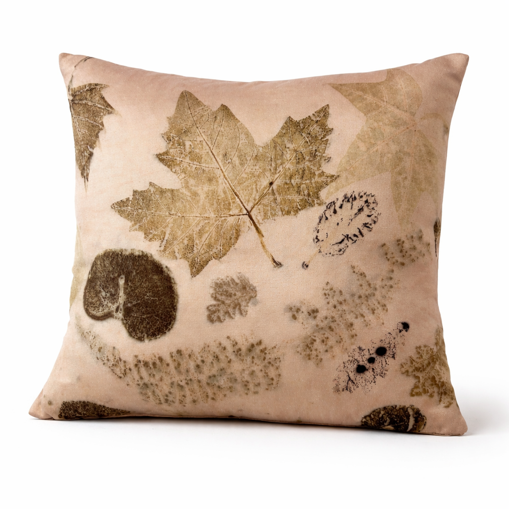 "Nature II" Eco Printed Raw Silk Cushion Cover