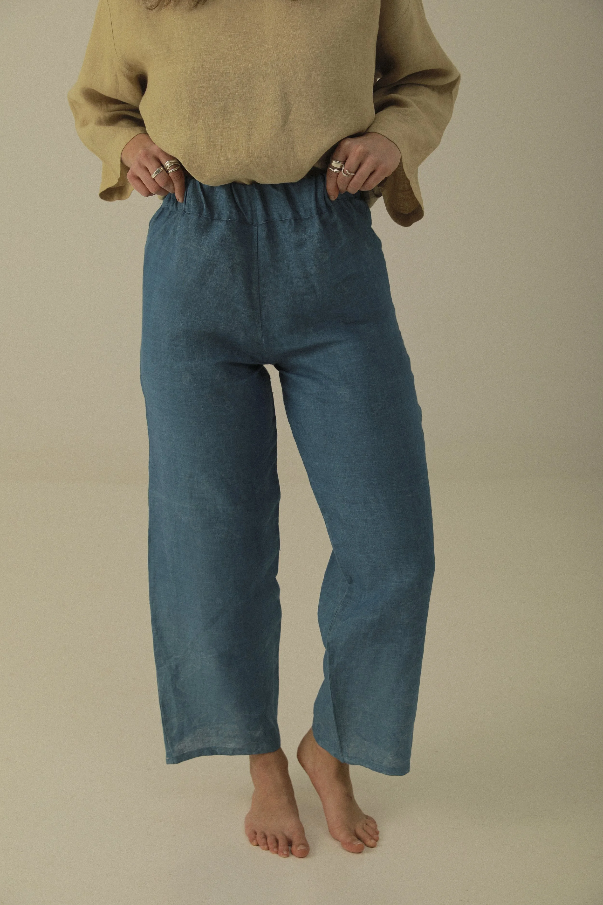 Indigo Dyed Sardinia Linen Trousers