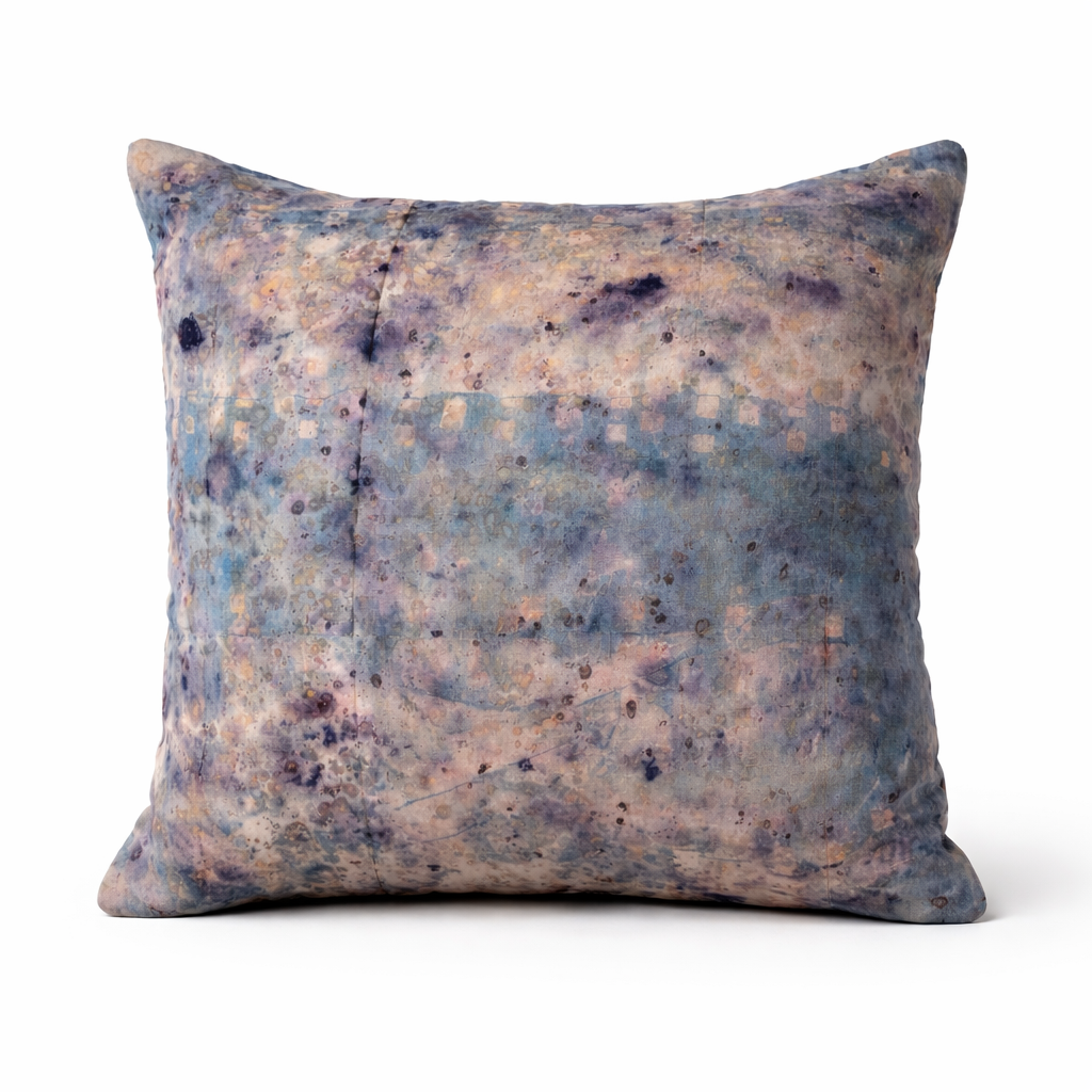 "Speckles" Indigo Shibori & Botanical Bundle Dyed Linen Cushion Cover