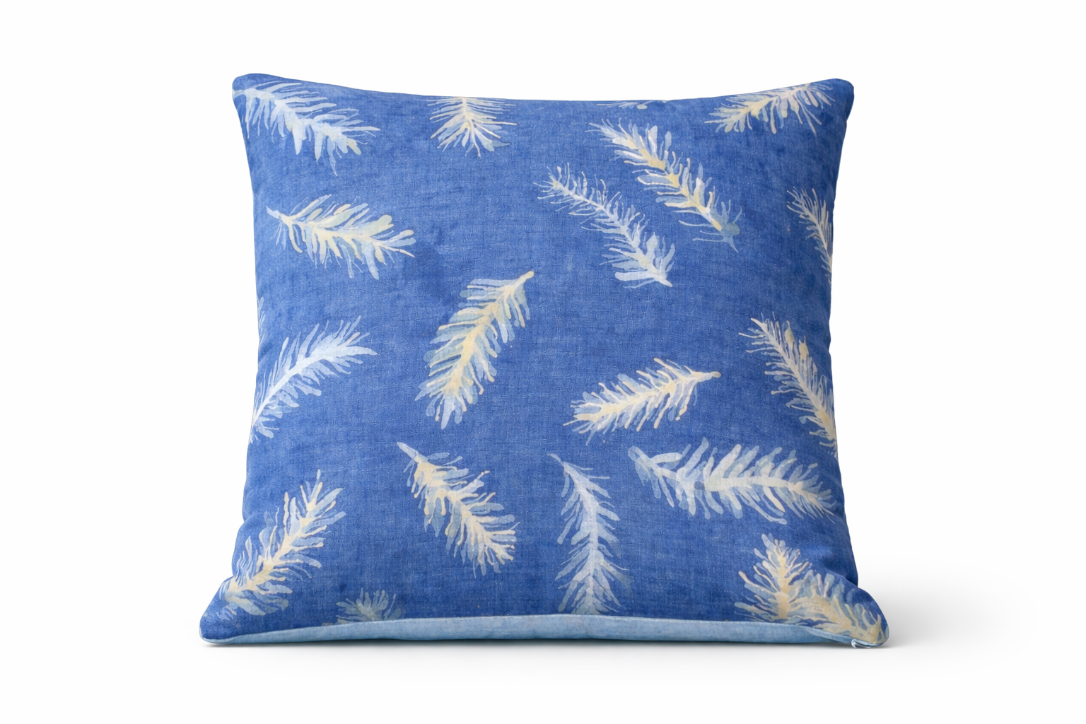 "Feathers" Indigo Batik Linen & Cotton Pillowcase - Naturally dyed with Indigo