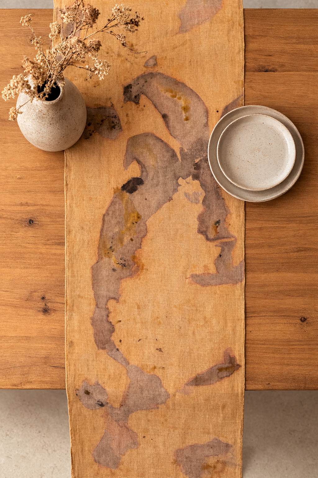 "Dreamy" Eco Printed Linen Table Runner