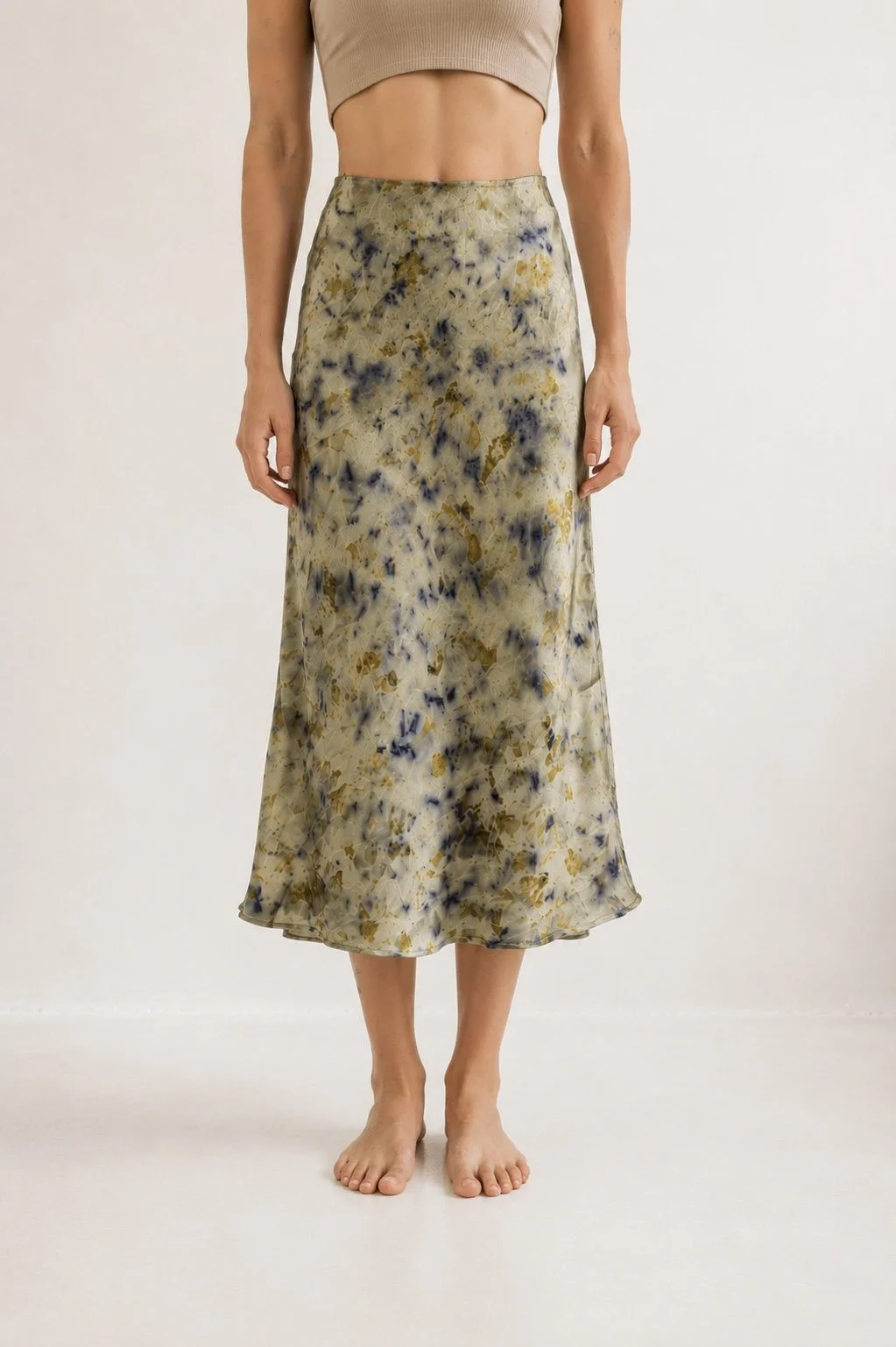 Mermaid Sapporo Naturally Dyed Silk Midi Skirt (XS)