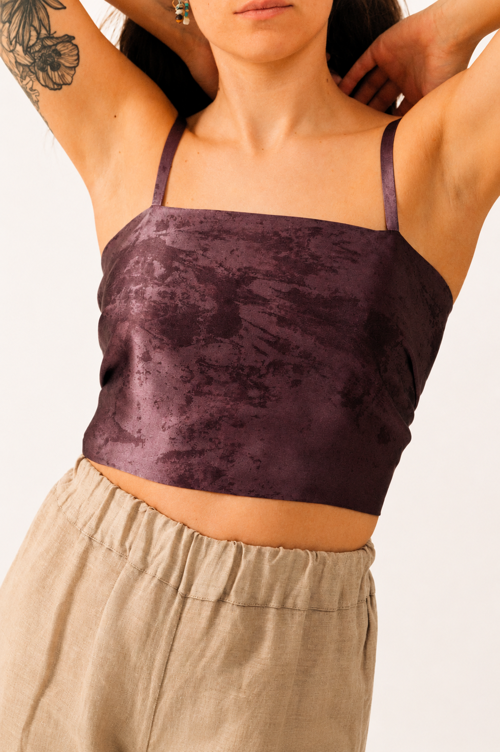 Purple Sumatra Silk Tie-Back Top (One Size)
