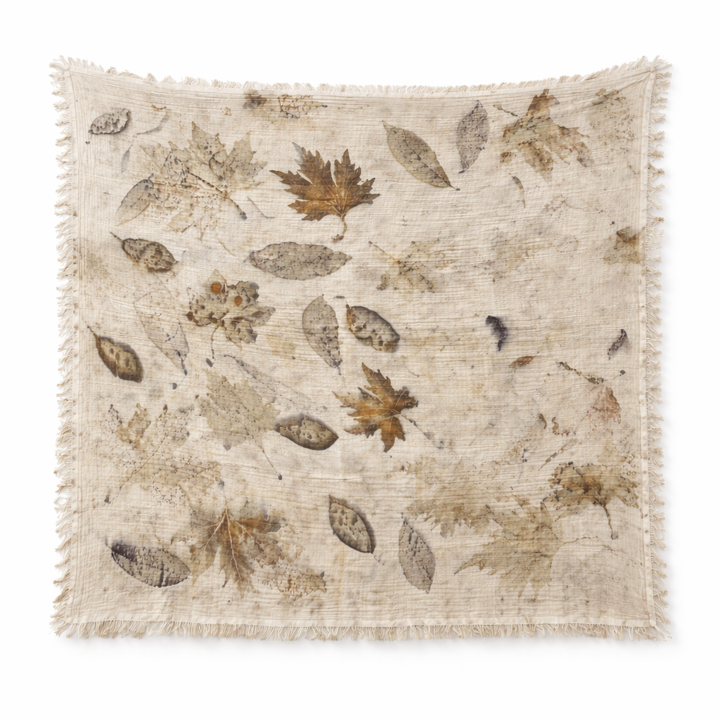 "Pelion Leaves" Eco-Printed Organic Cotton Blanket