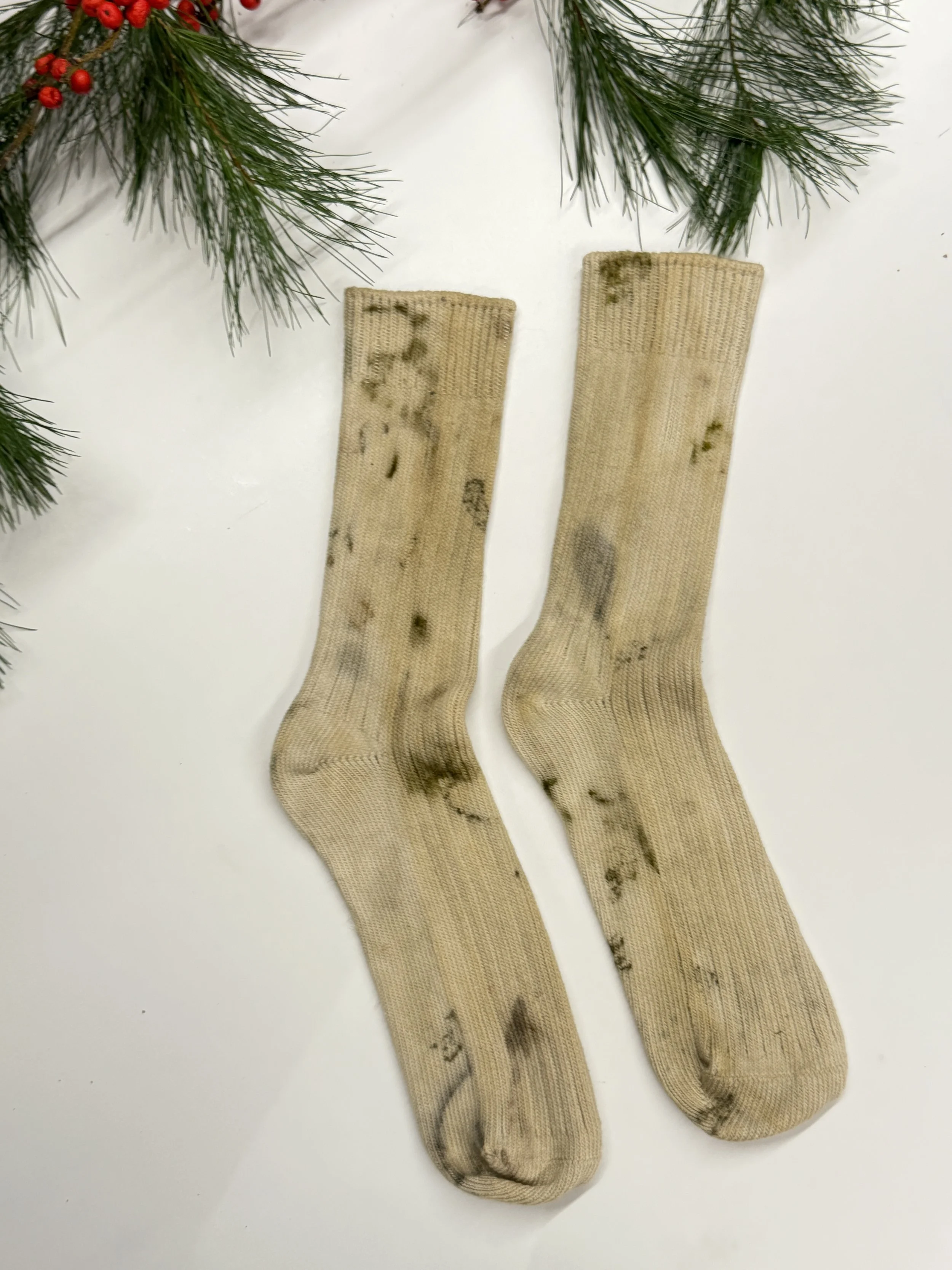 cotton socks naturally dyed and ecoprinted.JPG