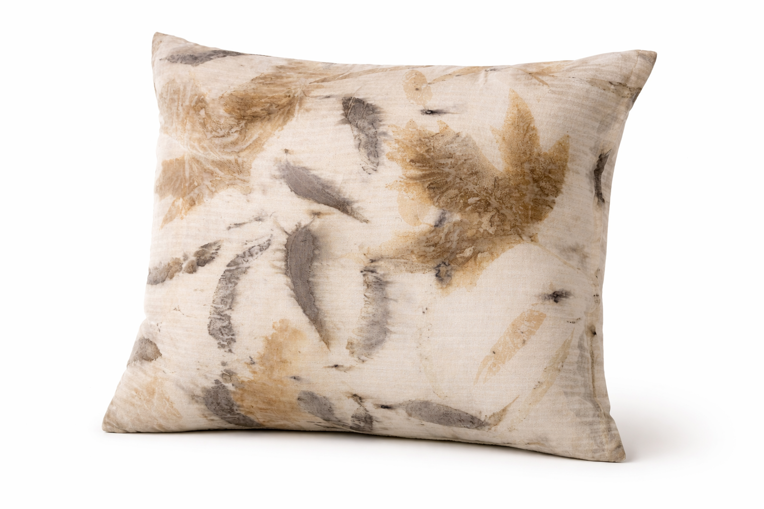 "Botanical Leaves" Eco-Printed Cotton Cushion Cover
