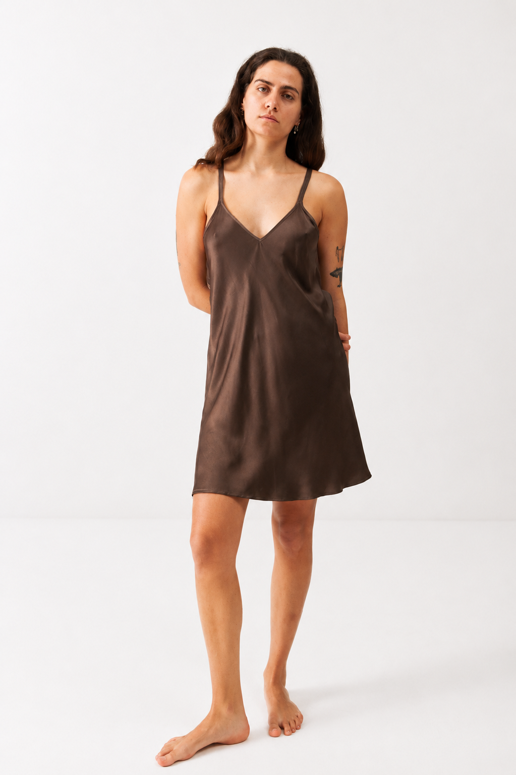 Okinawa Mocha Silk Mini Dress (M/L)
