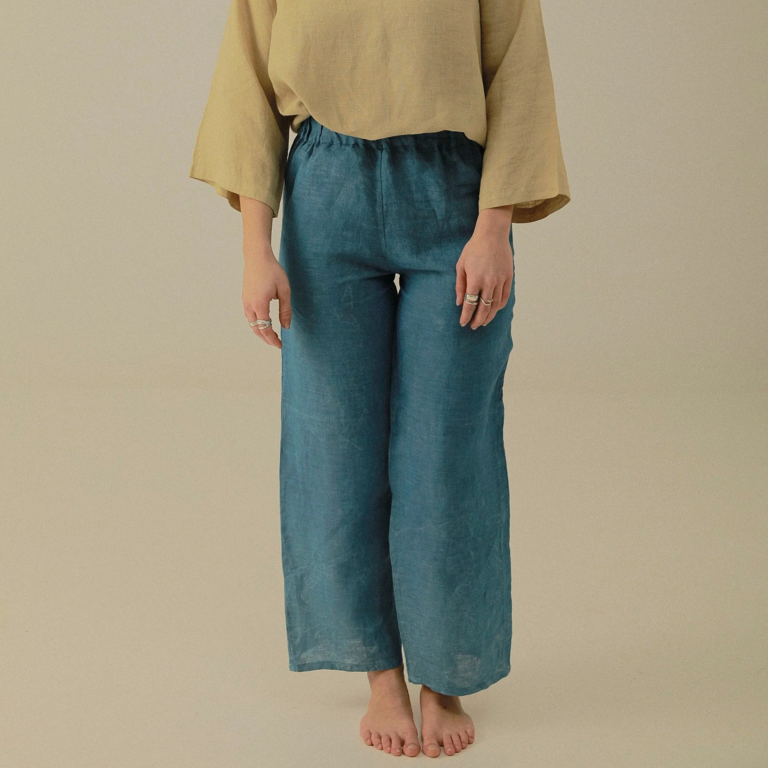 Indigo Dyed Sardinia Linen Trousers
