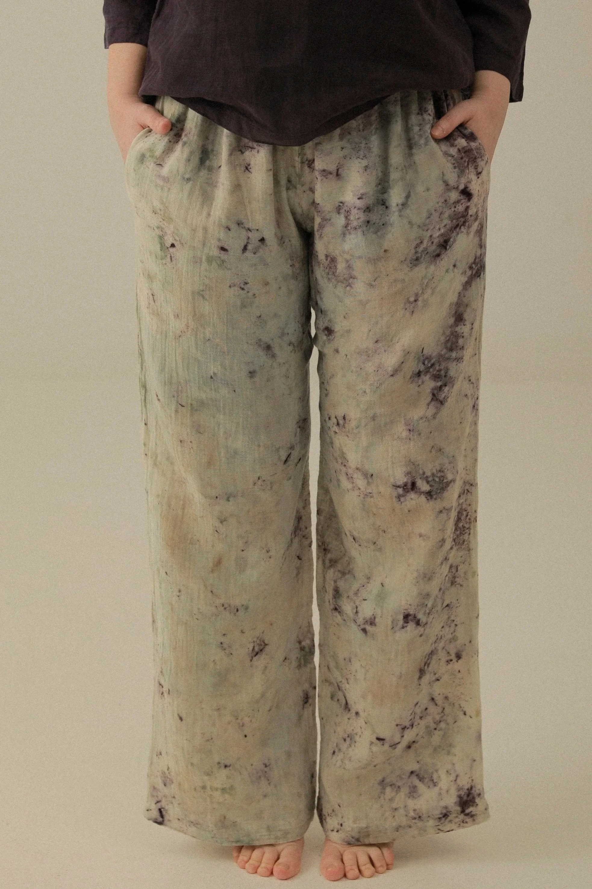 Indigo & Botanical Dyed Cotton Trousers (S/M)