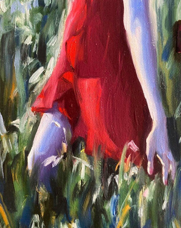 I got my red dress on tonight, I just wanted you to know, That baby, you the best... ☘ 
.
.
.
#oilpainting #reddressday #photography #lanadelrey