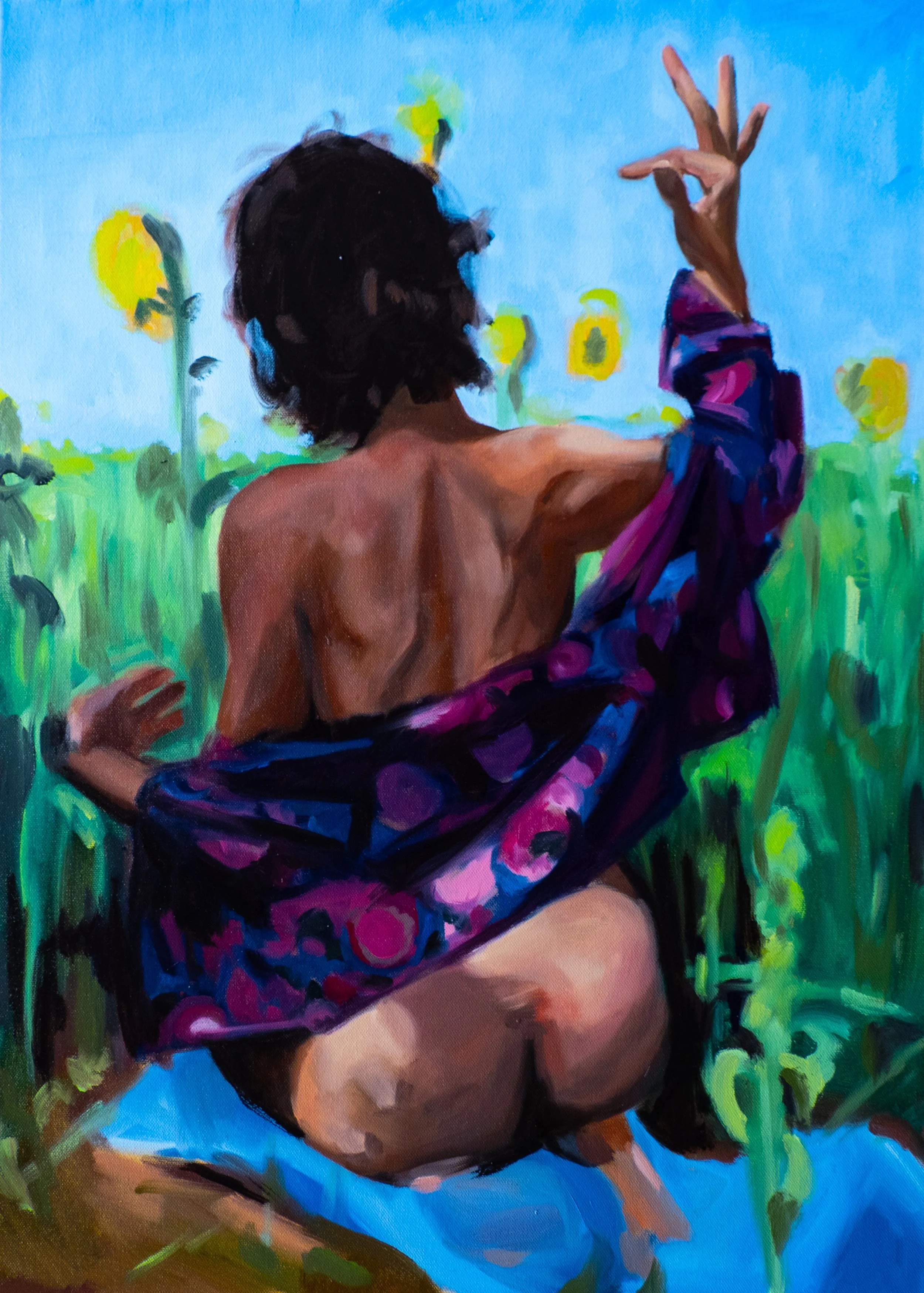 Sonnenblumen 3 70:50cm Cottoncanvas on wooden structure.jpeg