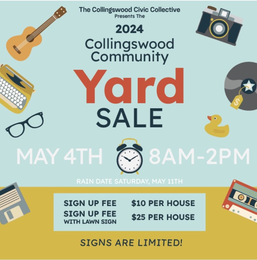 Only *12* days until our Community Yard Sale! If you'd like your address to display on the map, please register by Sunday, April 28th! If you ordered a lawn sign, they will be delivered this week. 
Sign up link: https://tinyurl.com/CCCYardSaleRegistr