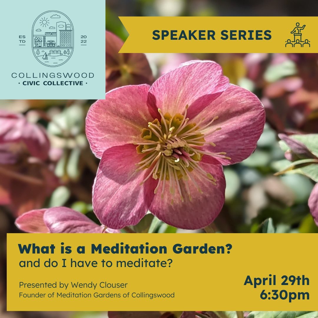 CoCiviCo Speaker Series!

What is a Meditation Garden and do I have to Meditate?
Register for Free here! 
https://tinyurl.com/CCCSpeakerMeditationGarden

Wendy Clouser from Meditation Gardens of Collingswood will be sharing her knowledge of Meditatio