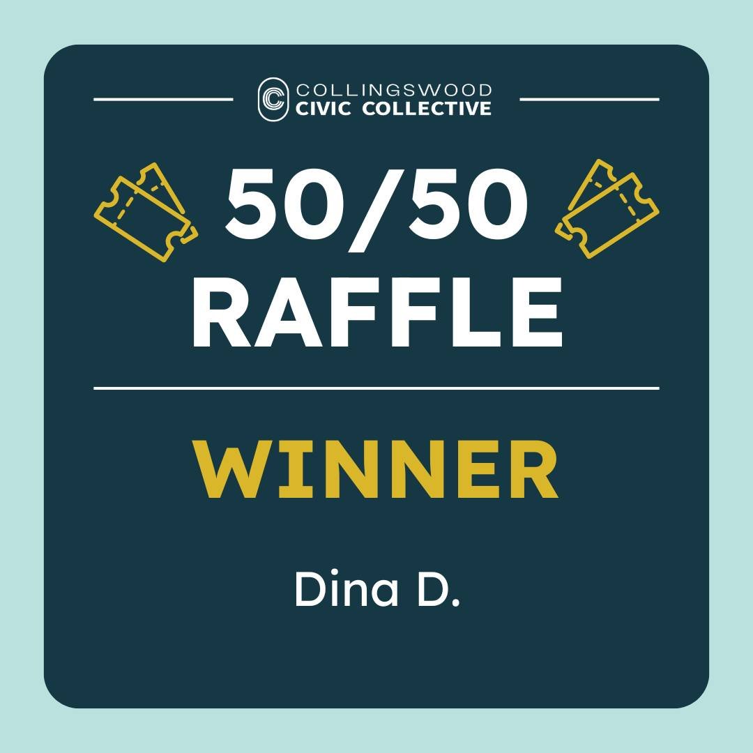 Congratulations!  Dina was the winner of the Collingswood Civic Collective 50/50 raffle prize of $135!  We've reached out to the winner directly, thank you to everyone for participating in our first 50/50! 

 #collingswoodciviccollective #cocivico