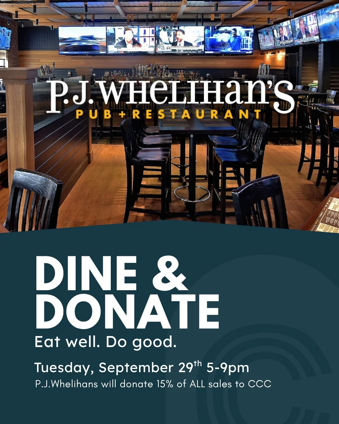 Eat well and do good! Bring your family and friends and join the Collingswood Civic Collective for a Dine &amp; Donate event at P.J. Whelihan's in Haddonfield (700 N Haddon Ave) on Tuesday, September 29th from 5pm to 9pm! 

P.J. Whelihan's will donat