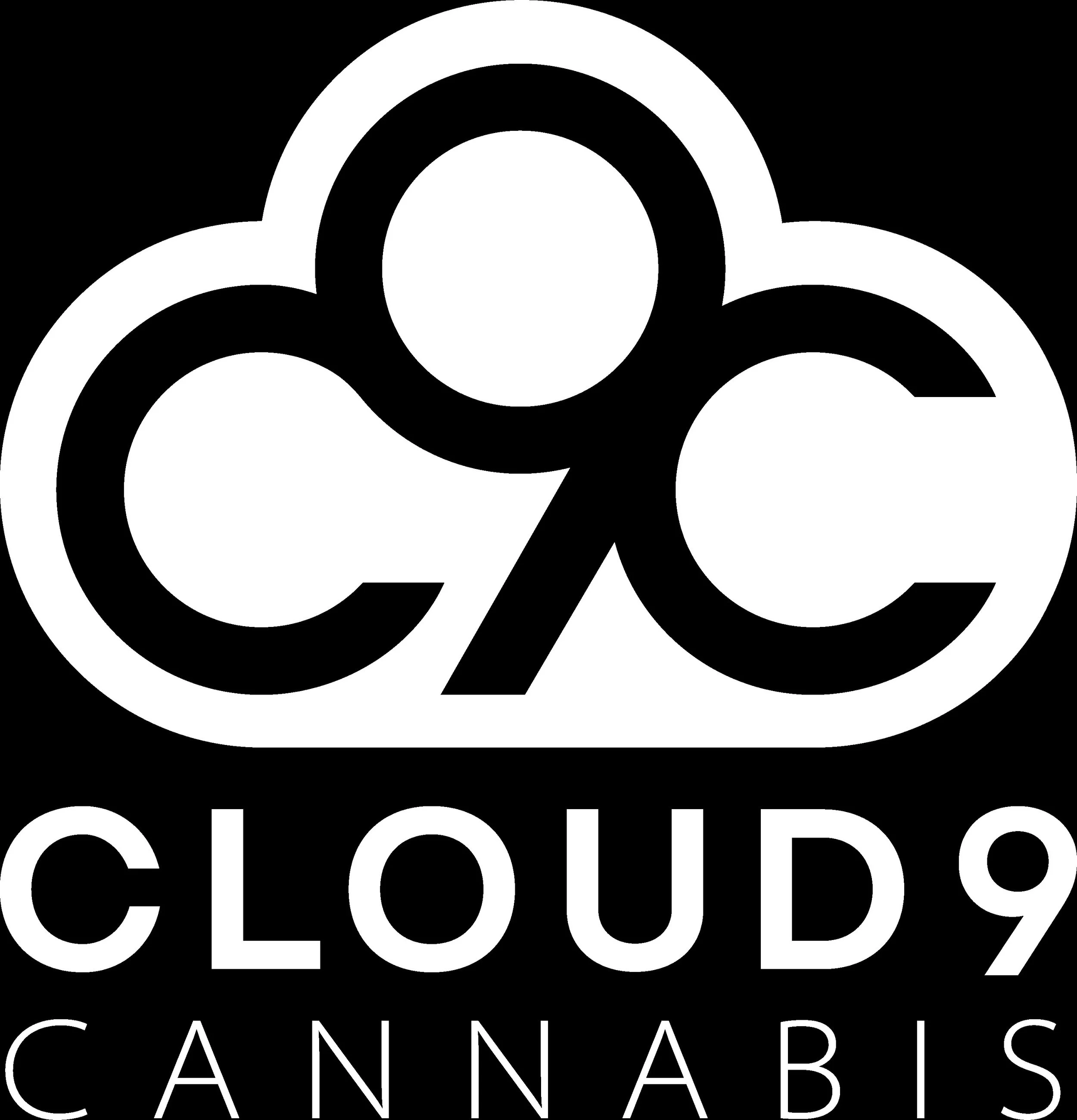 Black and white logo of Cloud9 Cannabis. Official sponsor of keefy cannafest