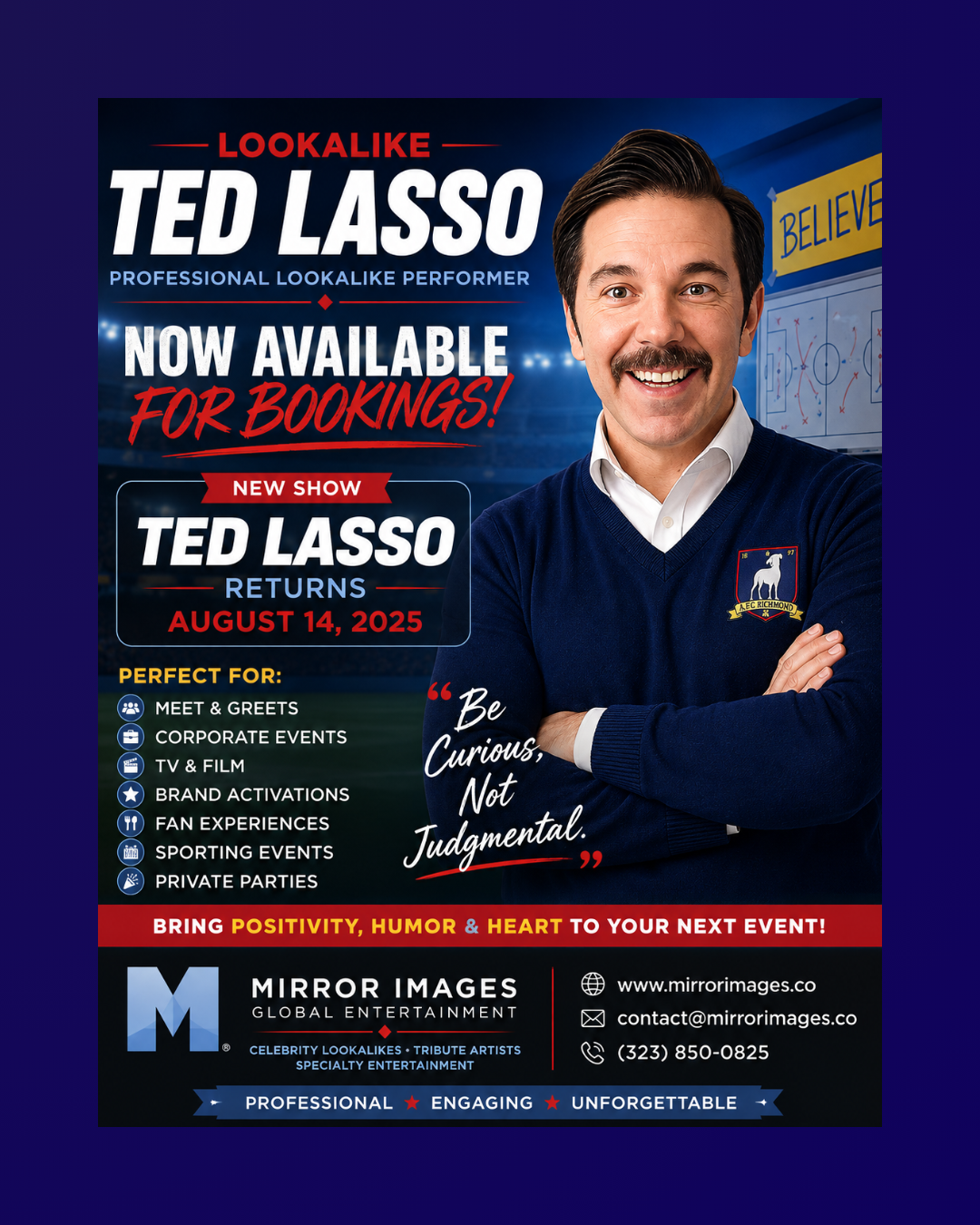 Ted Lasso Lookalike for corporate Events