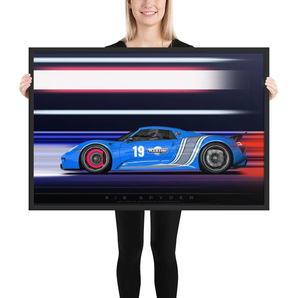 Porsche 918 Spyder On Track at Night Poster Art Print | Transform