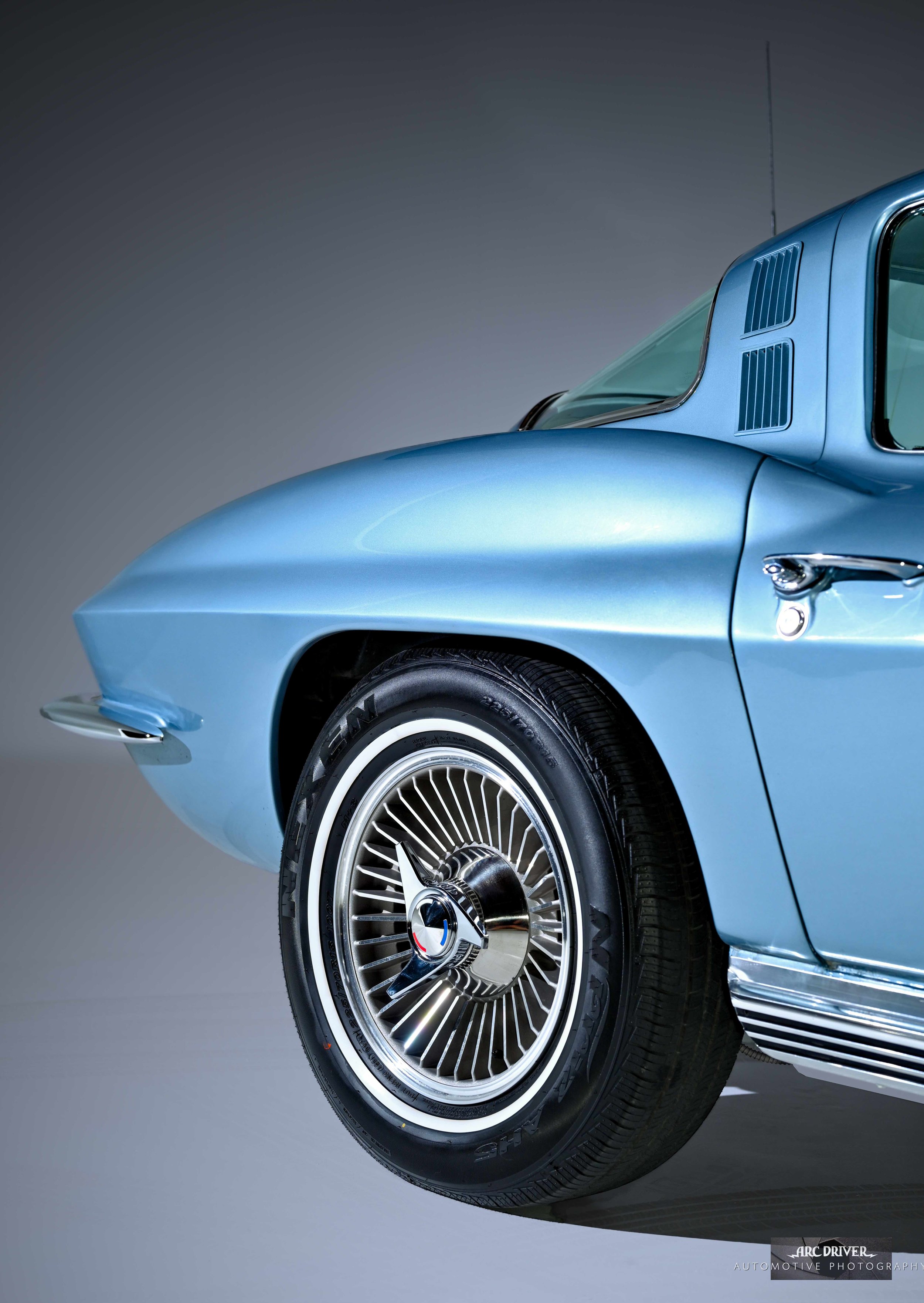1964 Blue C2 Corvette in studio By Arc Driver Photography rear wheel.jpg