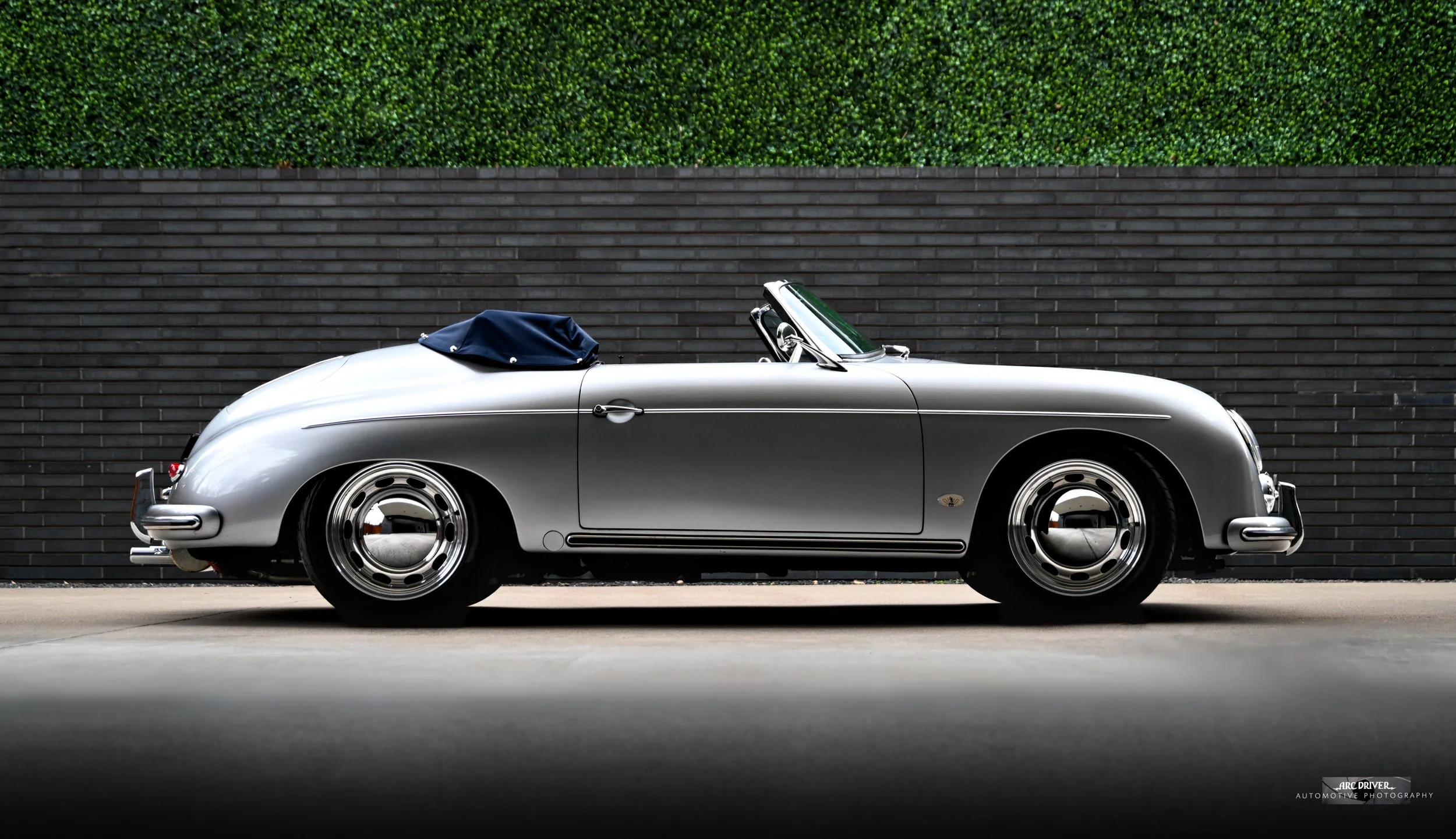 Photo of a Silver Porsche 356 Speedster side profile photographed by Arc Driver Photography