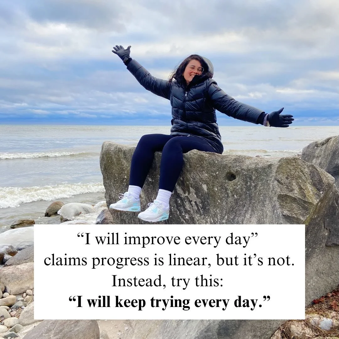 Self-help gurus often say &ldquo;Aim for 1% better every day.&rdquo; But the expectation of perpetual growth, day after day, is risky business.

👀 Demanding constant improvement leaves no room for setbacks, which are inevitable whenever we step outs