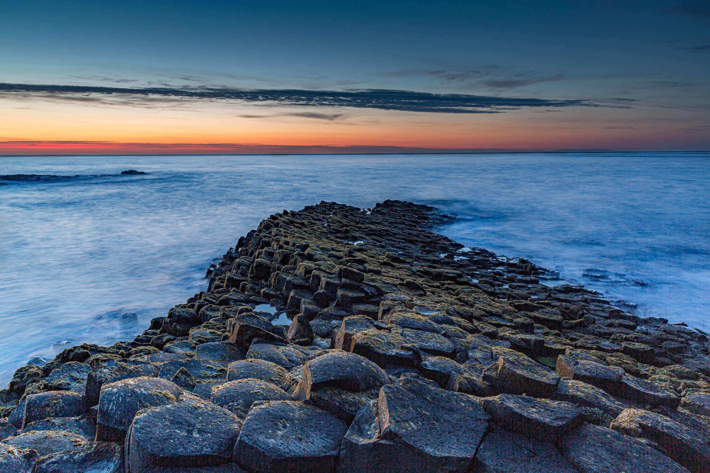 Zonsondergang over Giant's Causeway