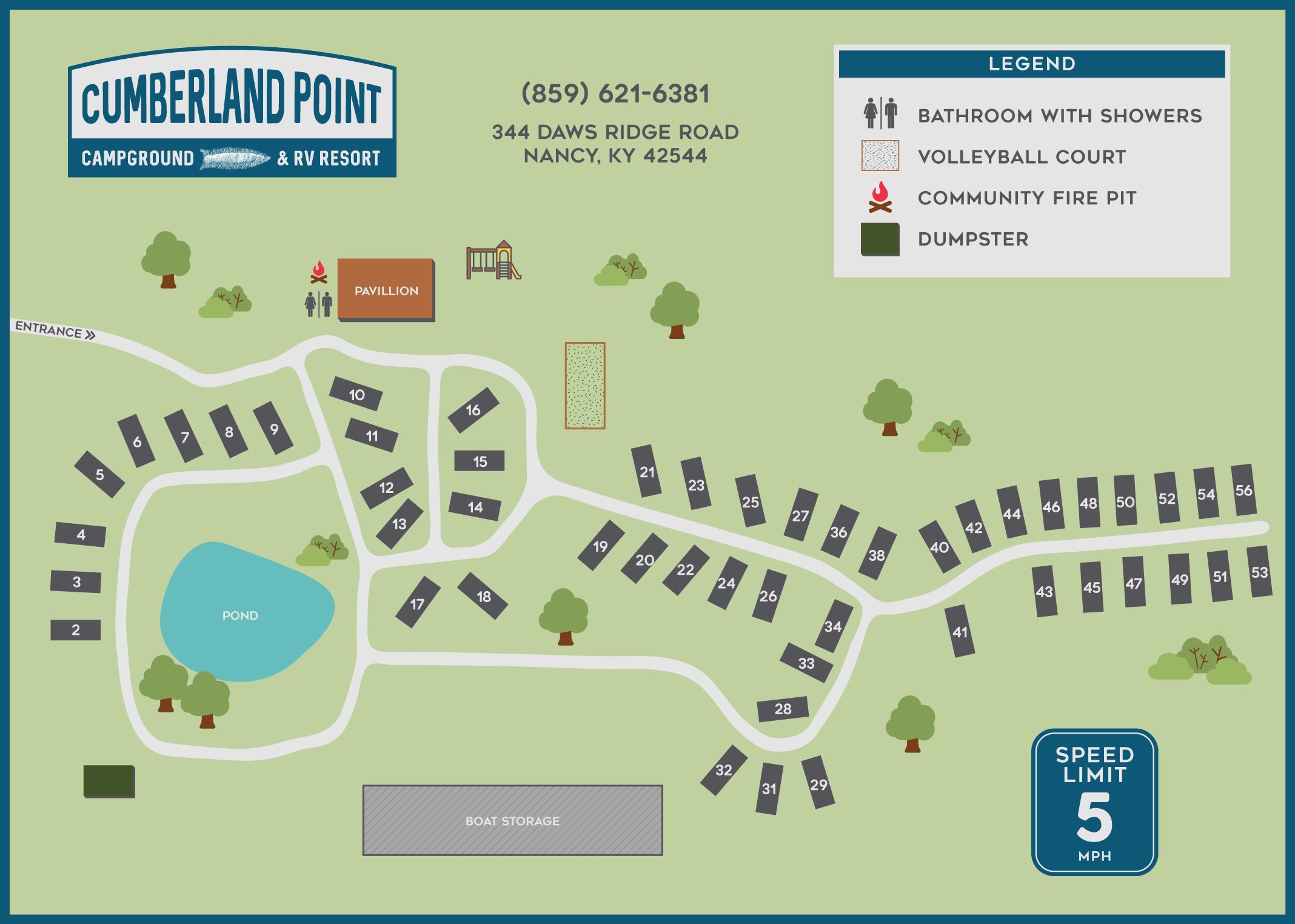 Cumberland Point Campground &amp; RV Resort Site Map