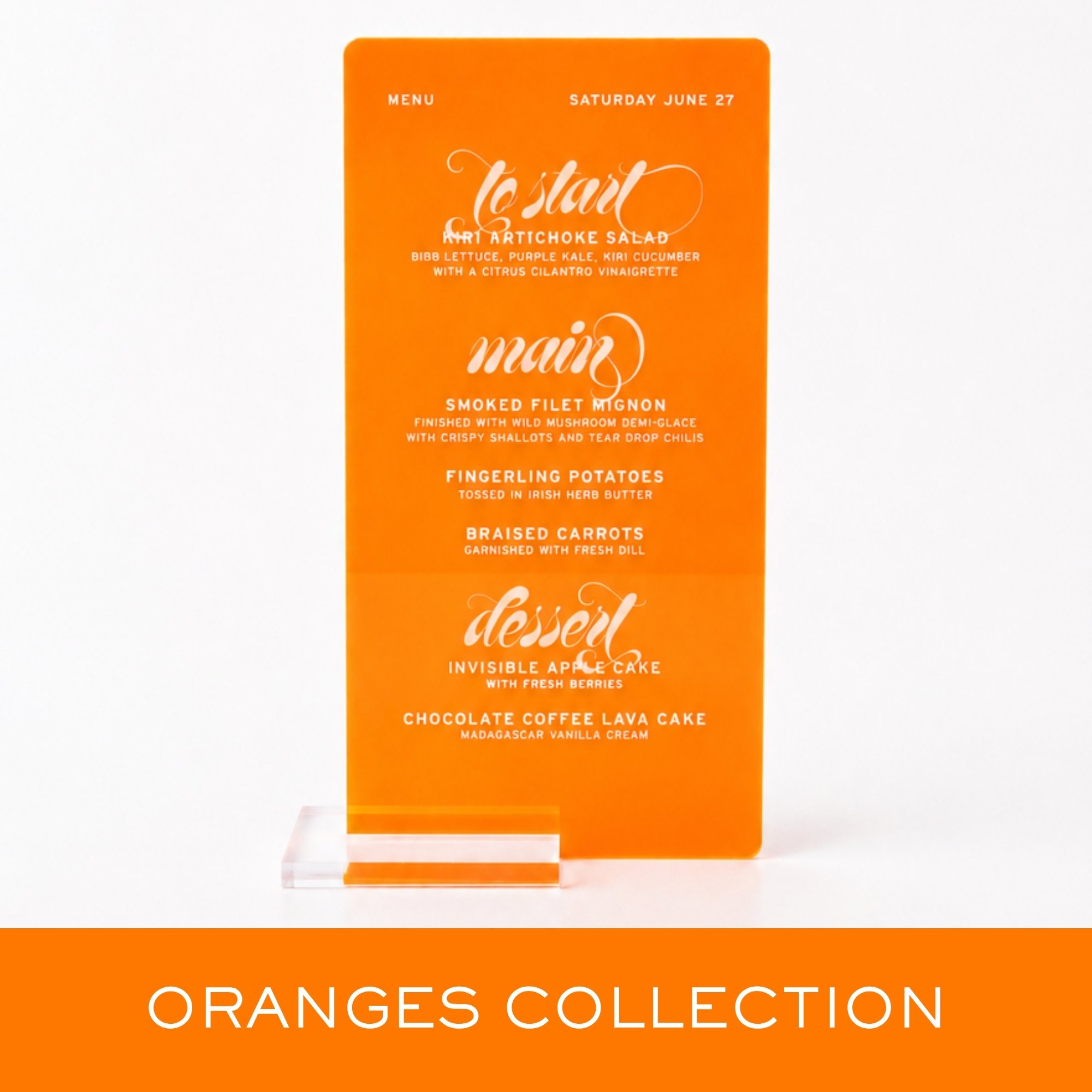 FLUORESCENT ORANGE BAR MENU