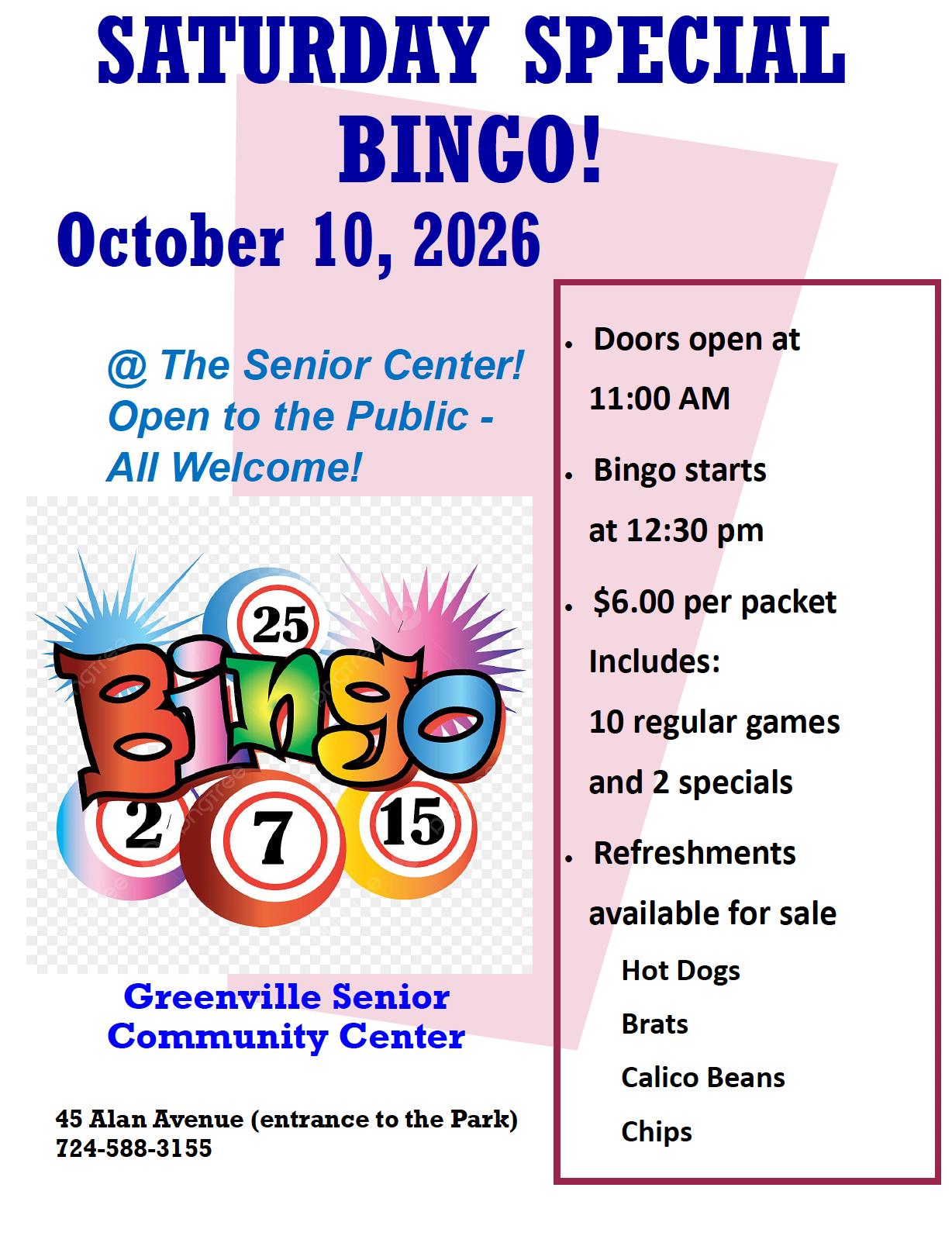 Saturday Special Bingo