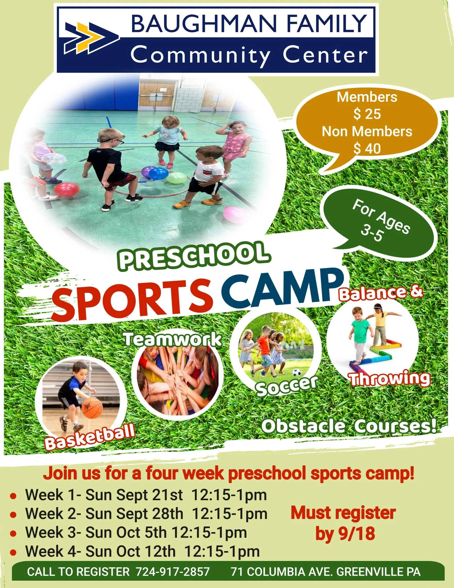 Preschool Sports Camp Registration