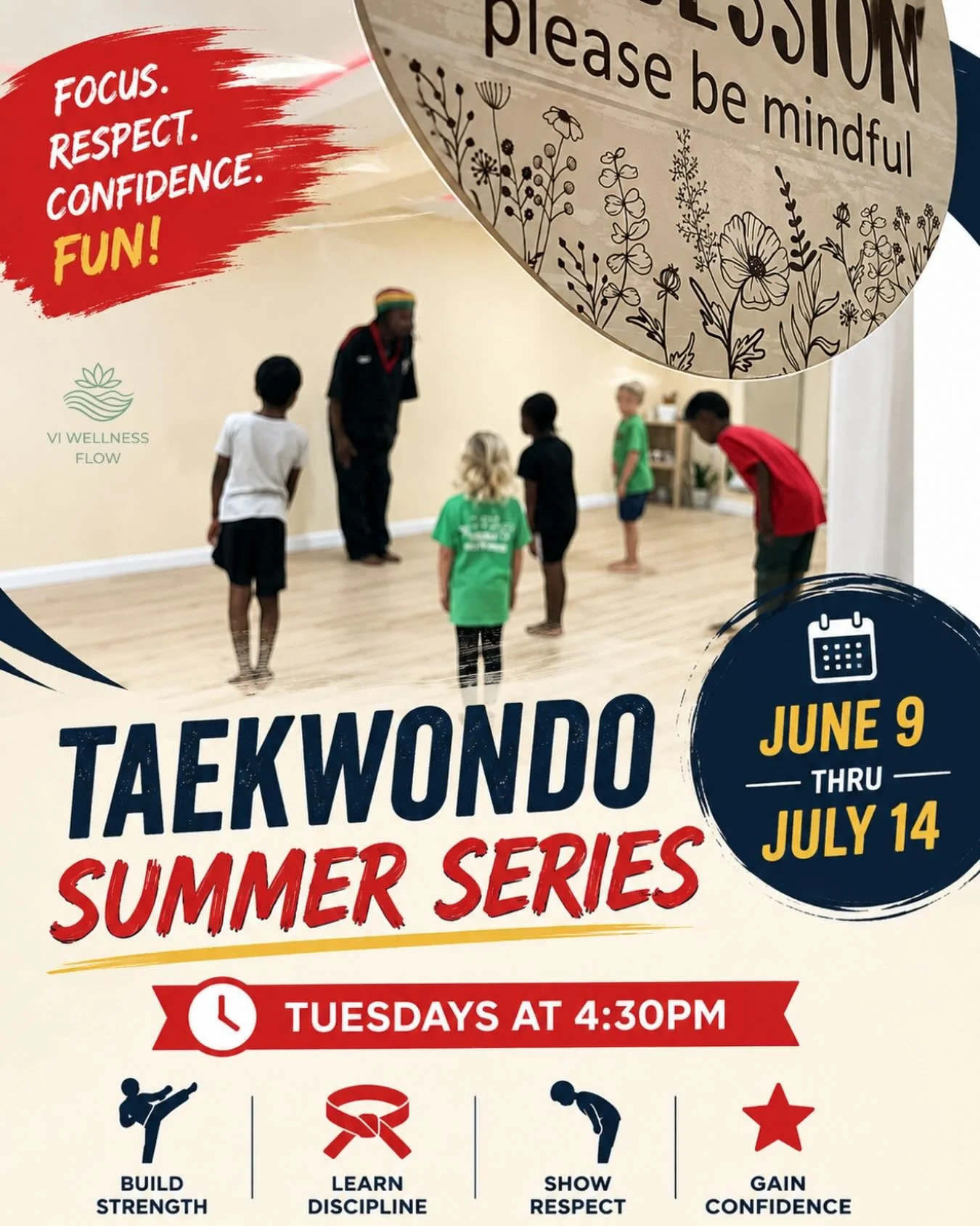 Our Kids Taekwondo Summer Series is kicking off the summer with confidence, discipline, movement, and fun!

Join us from June 9 through July 14 for a beginner-friendly program where children can build confidence, learn respect, improve focus and coor