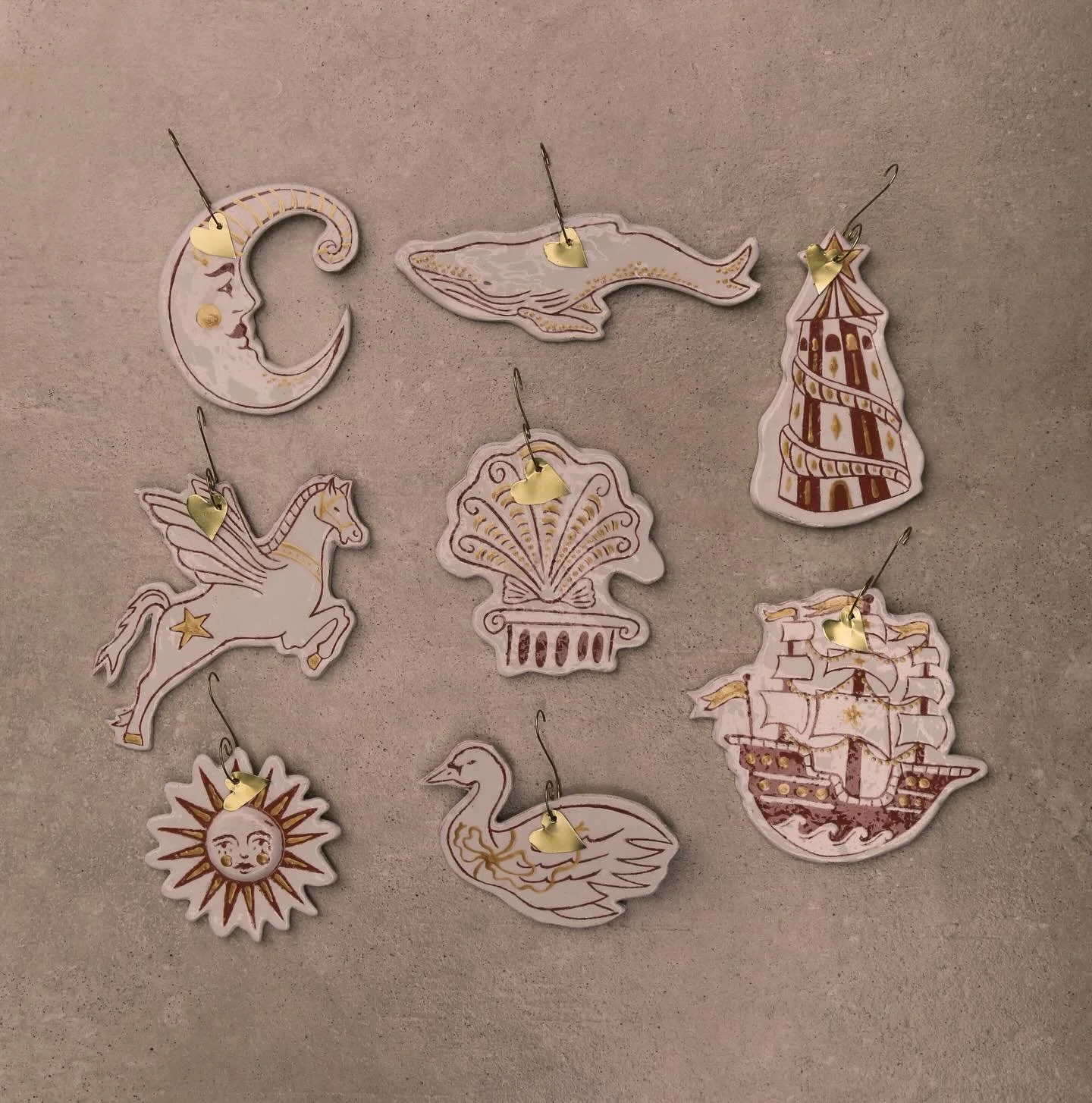 We can finally share our new Christmas Decoration Collection! 🌙 🐋 🐚 🌞 🦢 ⛵️ 🐎 🗼

These have been a real labour of love and will be available to purchase at our Collectables Christmas Market on Saturday. Each one is hand made by Fi and has a lit