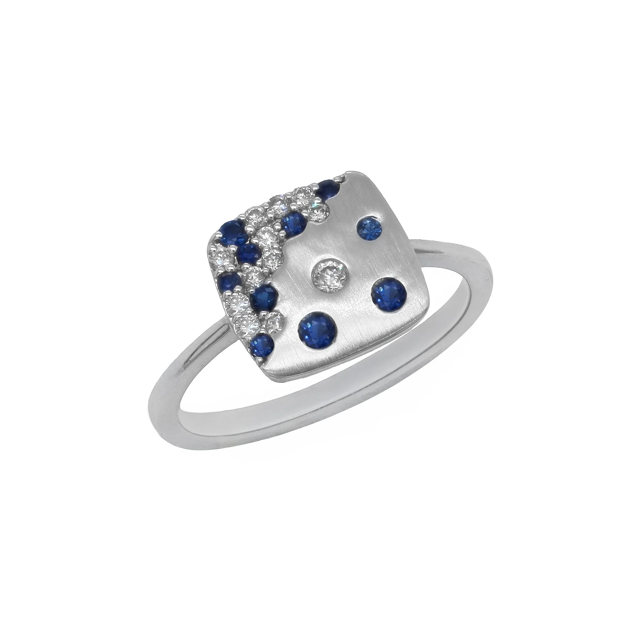 Modern Sapphire and Diamond Ring