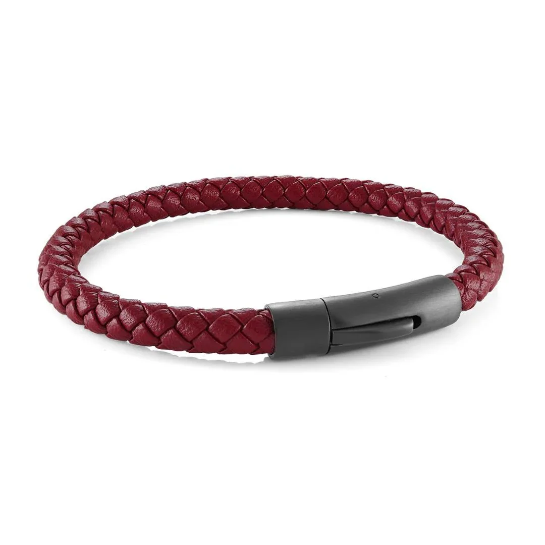 Red Leather Braded Bracelet