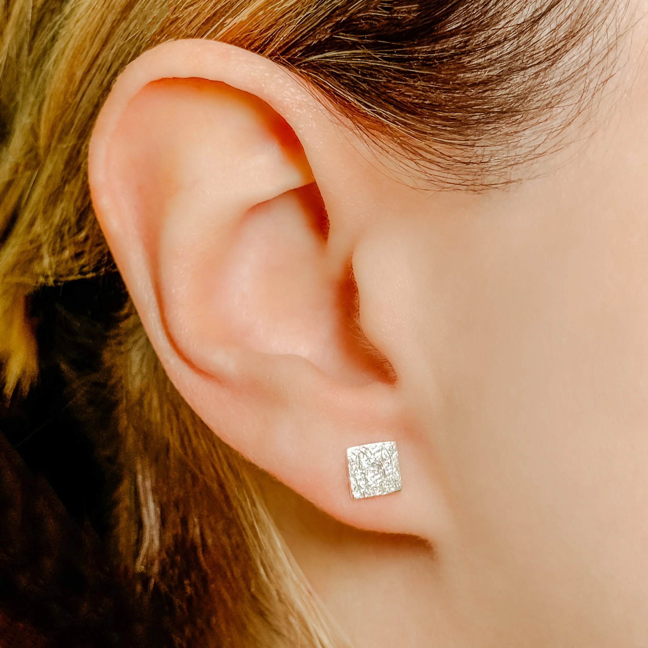 Sterling Silver Flat Square Stud Earrings — Croft & Stern