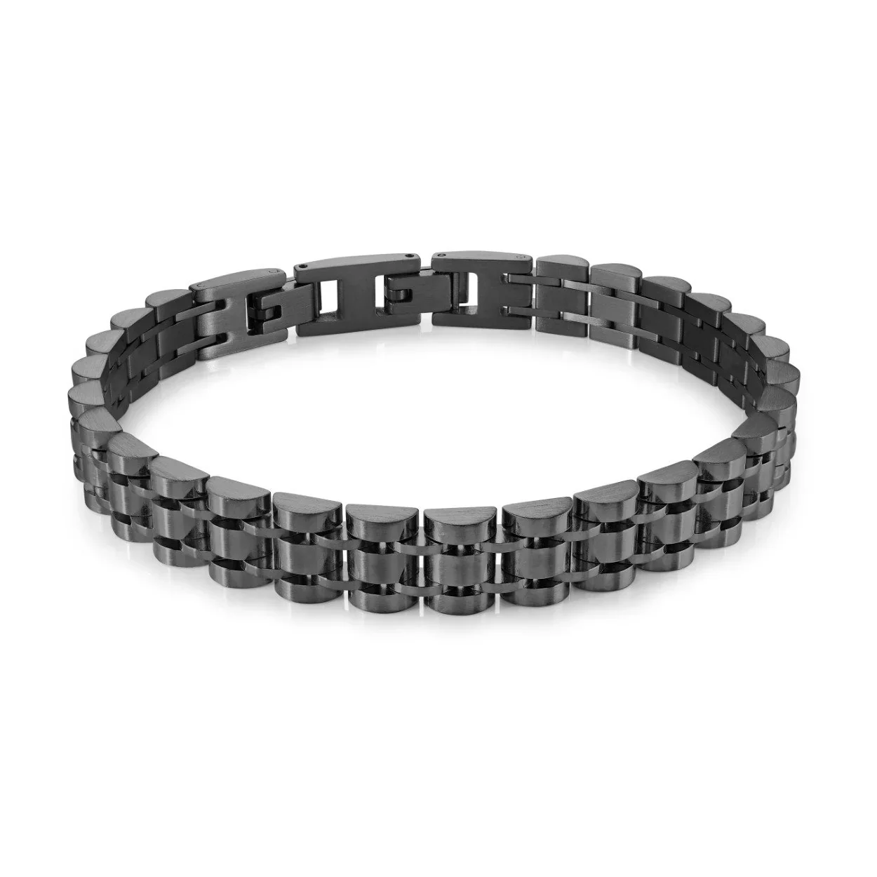 Matte Black Watch Link Stainless Steel Bracelet