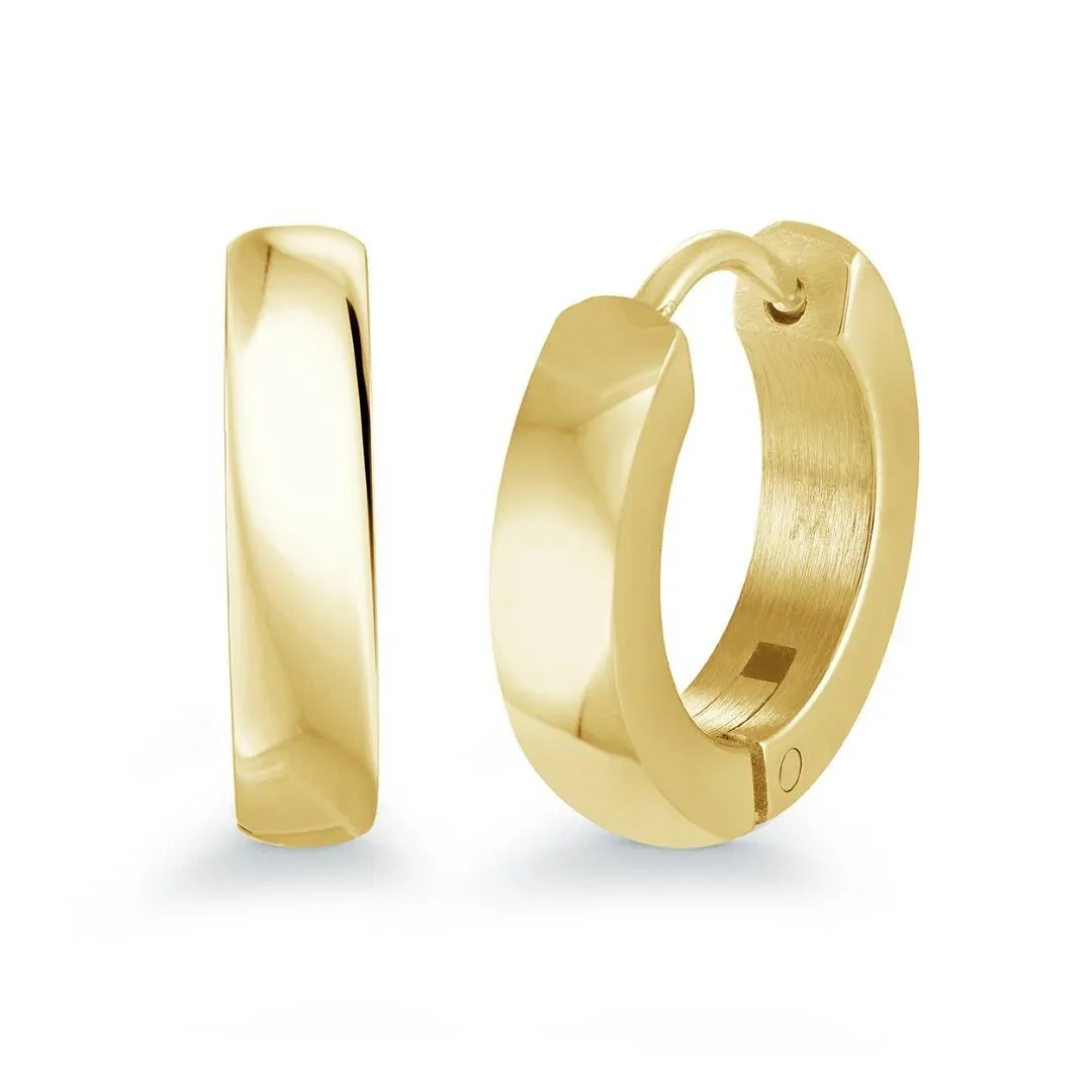 Gold Tone Polished Huggie Earrings – 14mm
