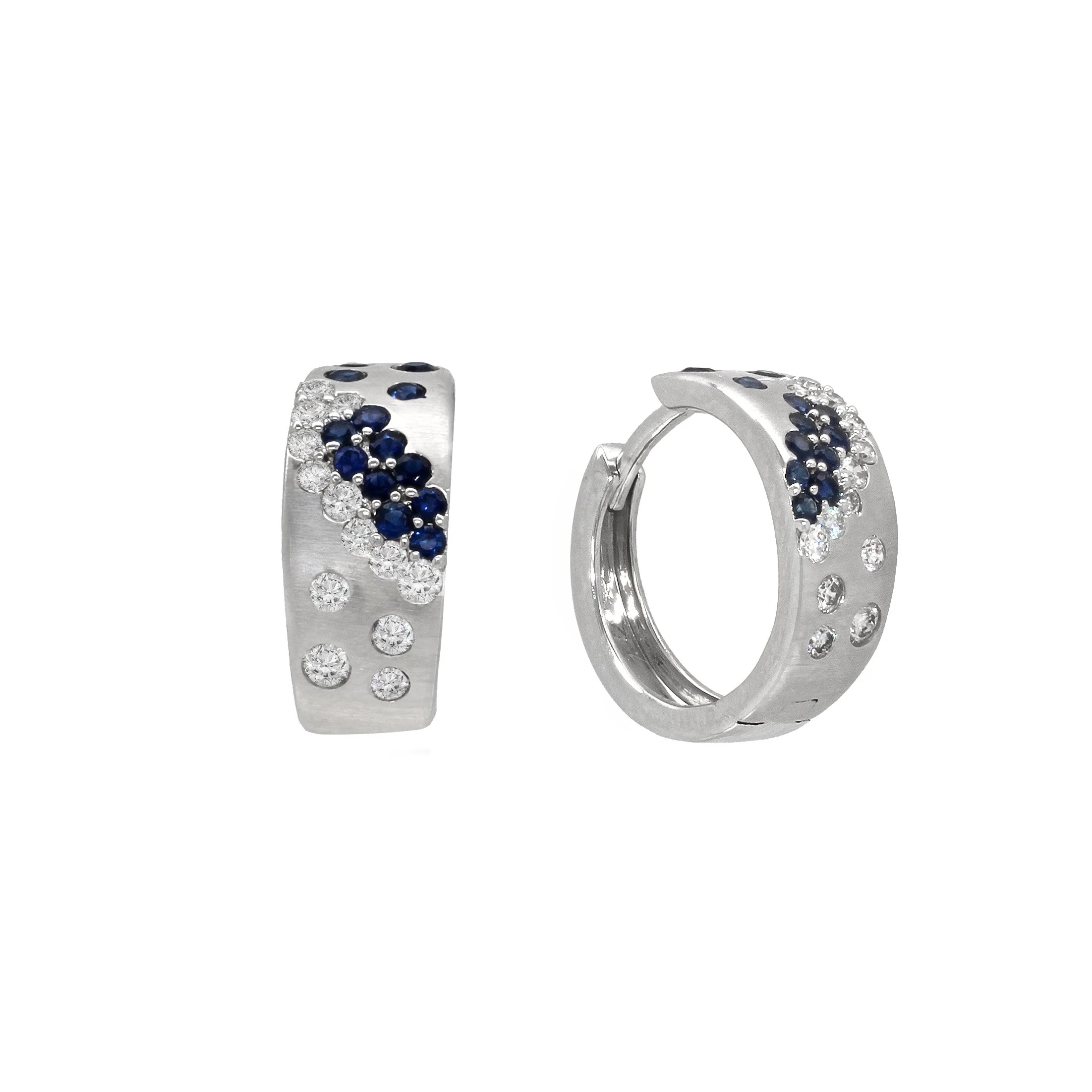 Modern Sapphire and Diamond Earrings