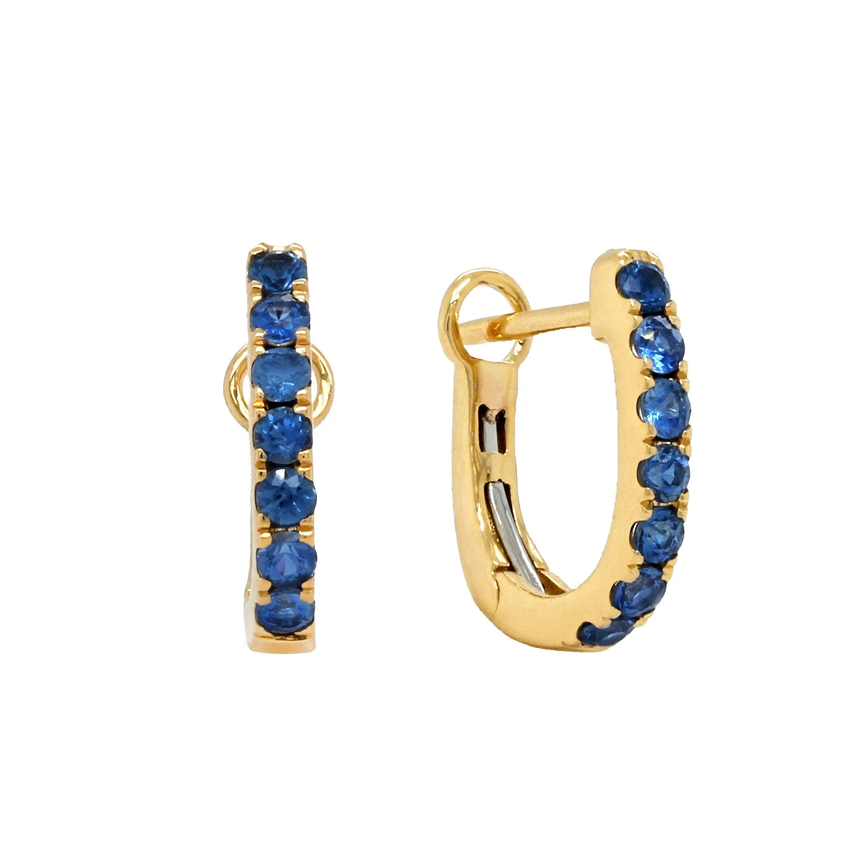 Blue Sapphire Huggie Earrings
