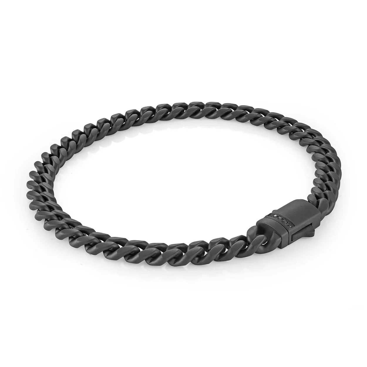 Matte Black Curb Link Stainless Steel Bracelet