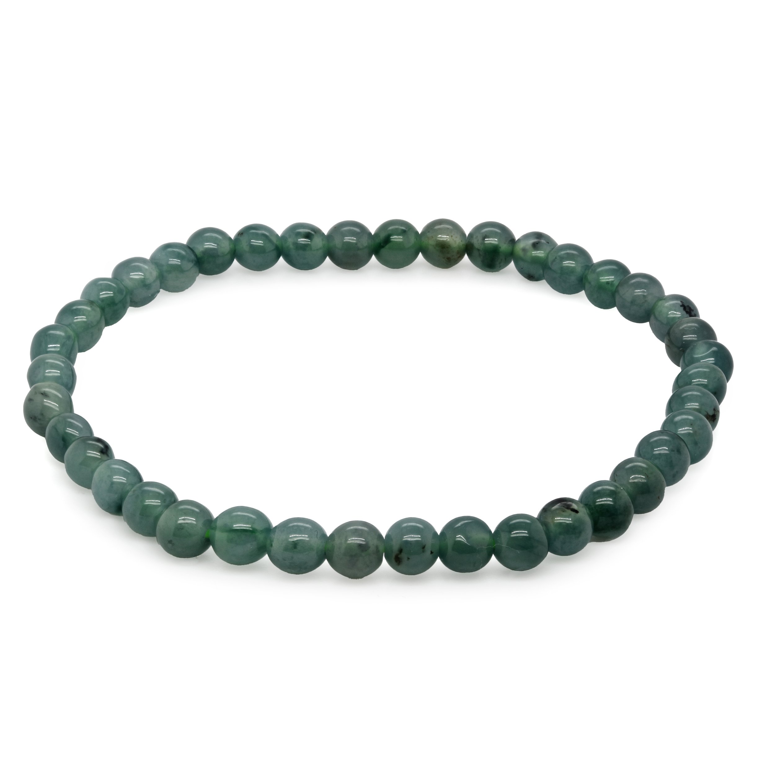 Round Blue Jade Bead Bracelet
