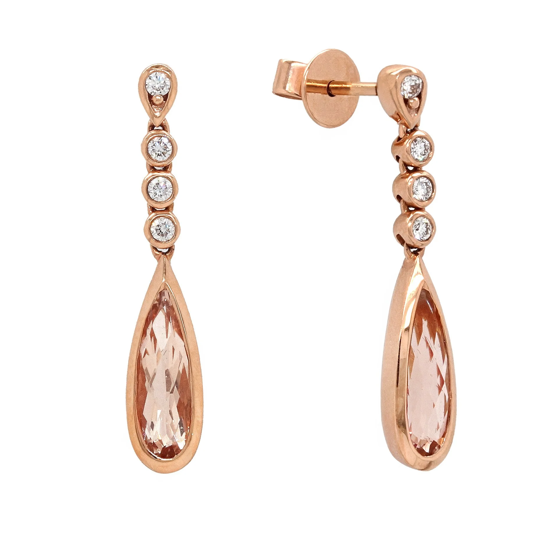 Morganite and Diamond Drop Earrings