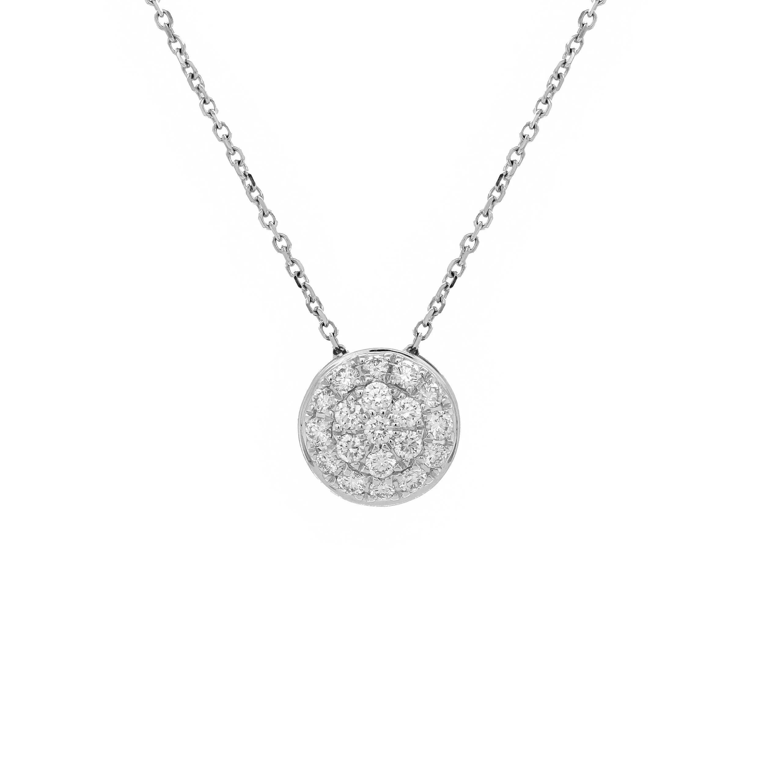 14K White Gold Pavé Diamond Circle Pendant