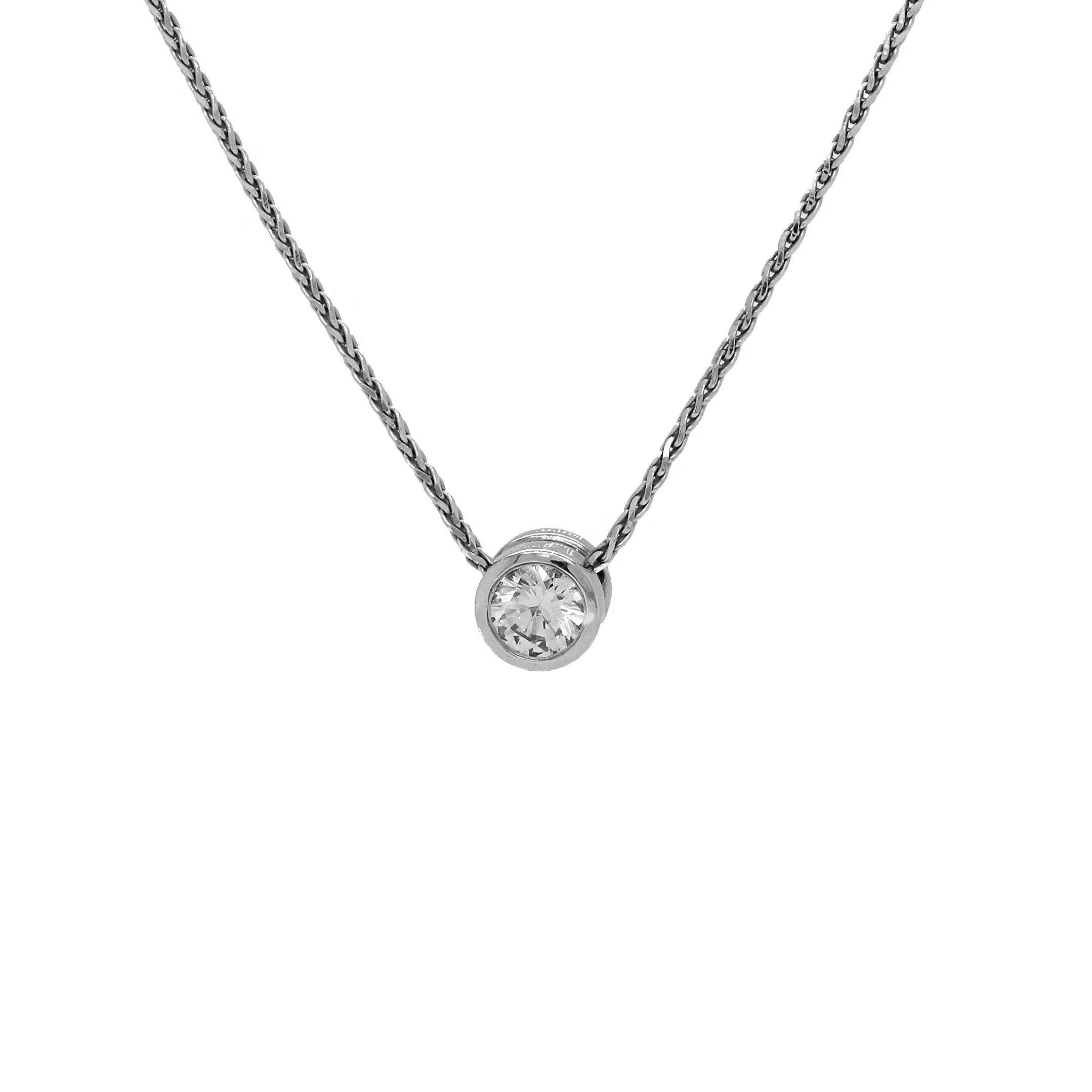 14k White Gold Diamond Bezel Pendant