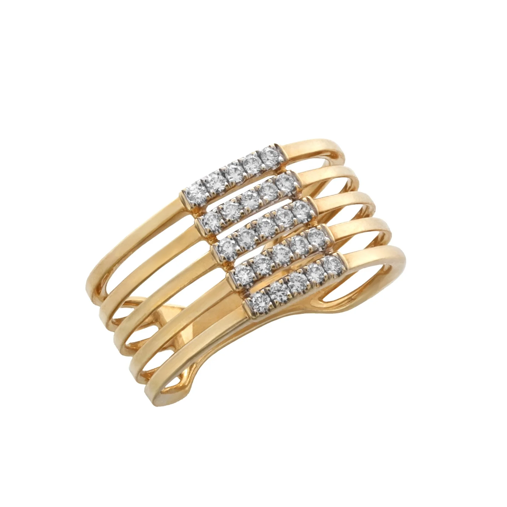 14k Yellow Gold Multi Band Diamond Ring
