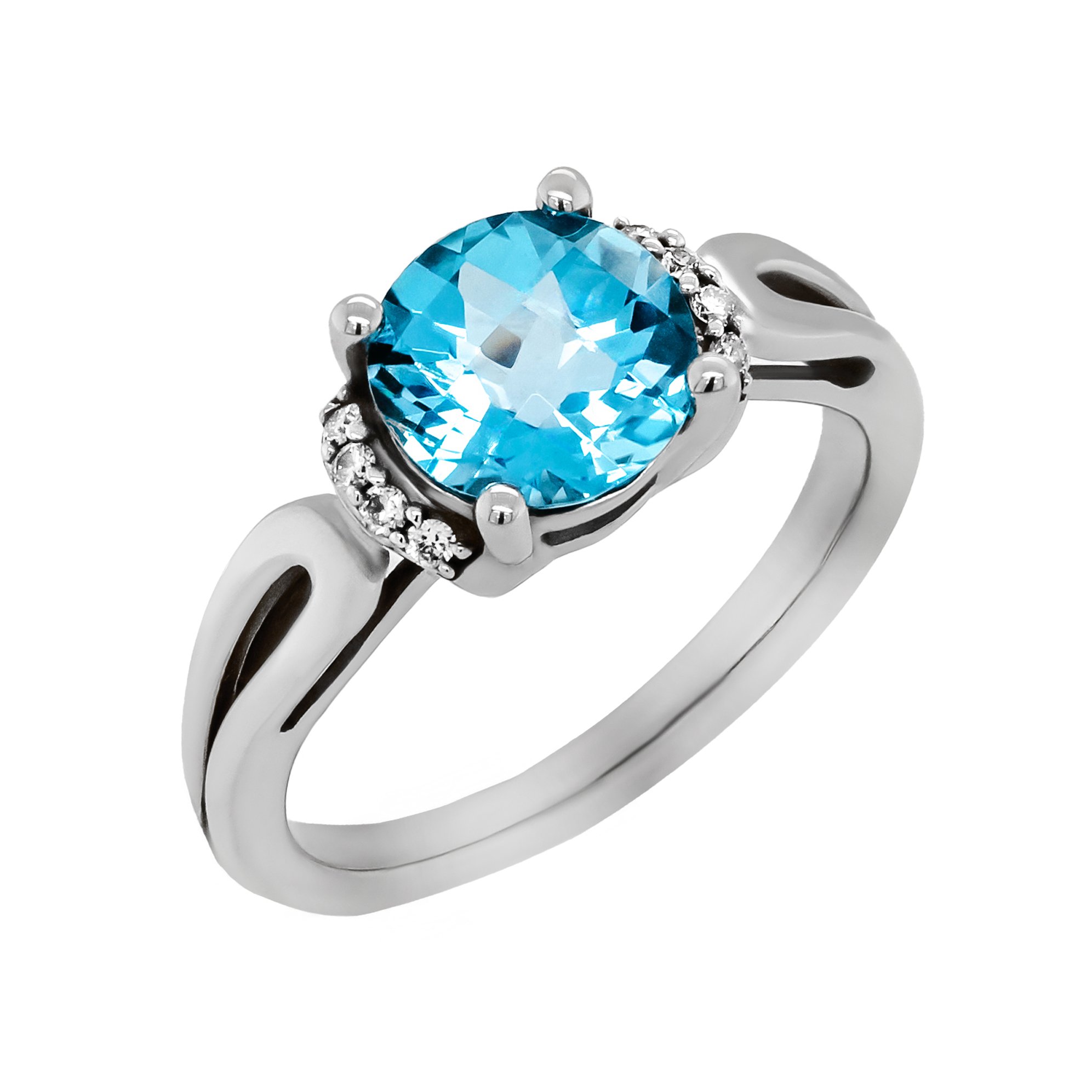 Swiss Blue Topaz Checker Top Ring